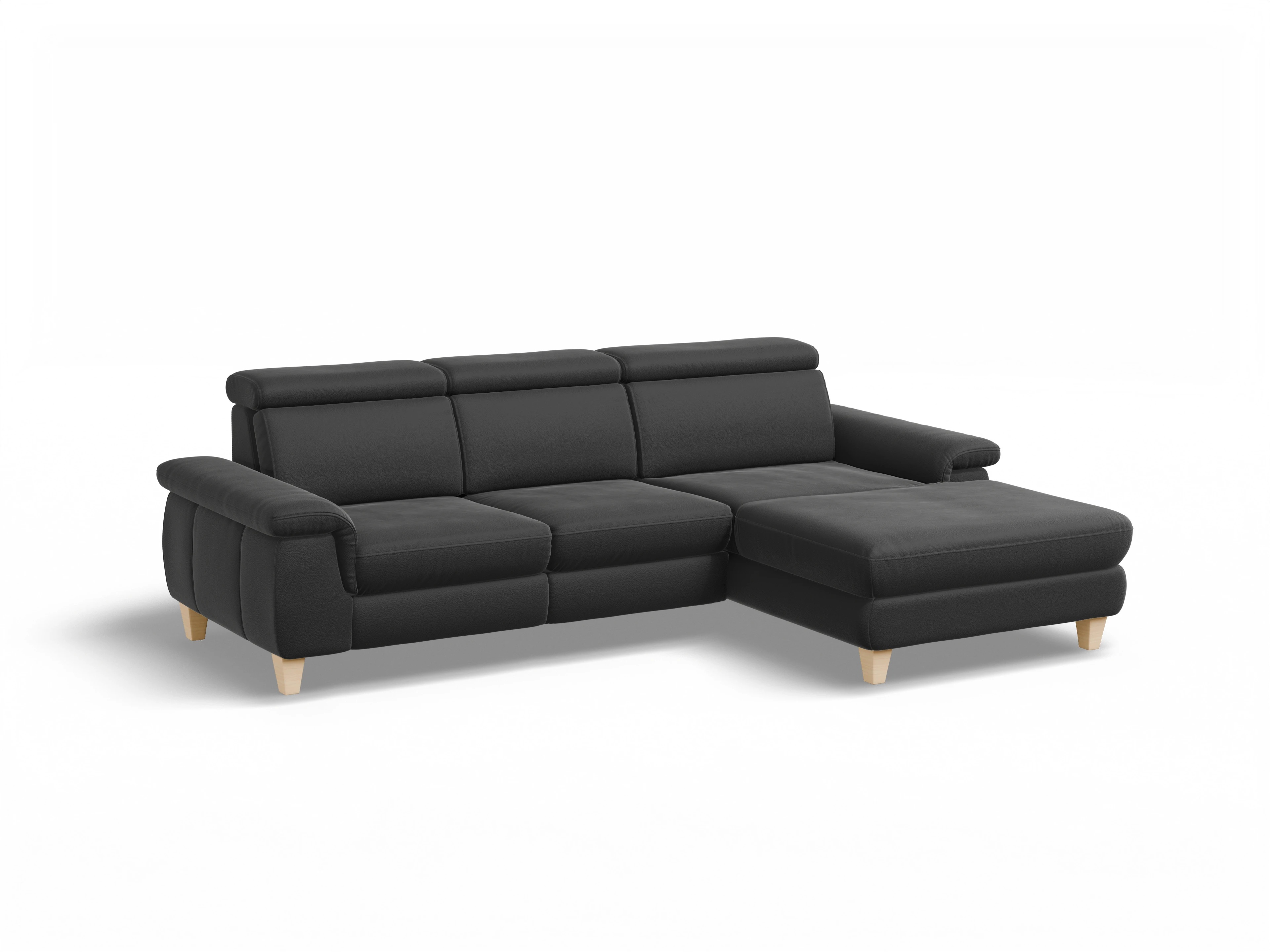 München LOgroß Medium R Ansicht des Produktes München Ecksofa rechts Abschluss offen in Leder Schwarz