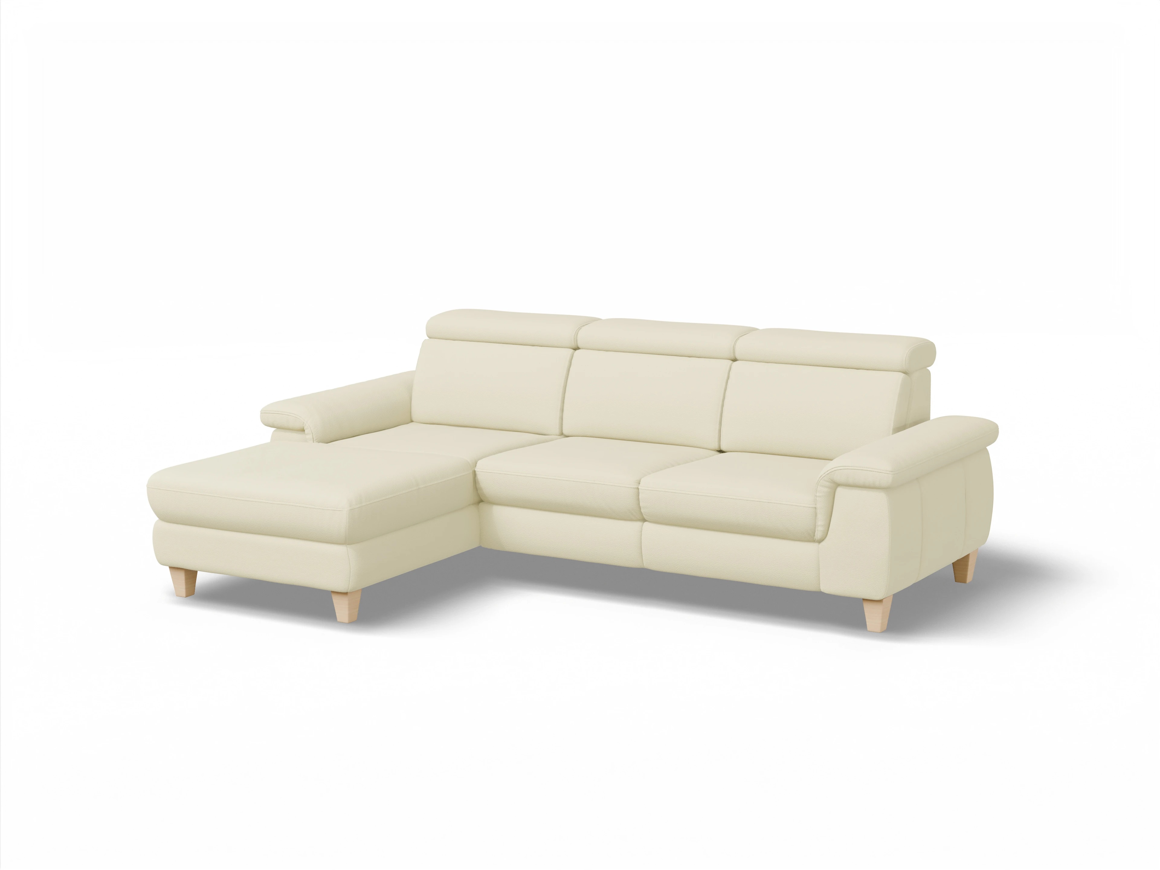 München LO Medium L Ansicht des Produktes München Ecksofa links Abschluss offen in Leder Grau