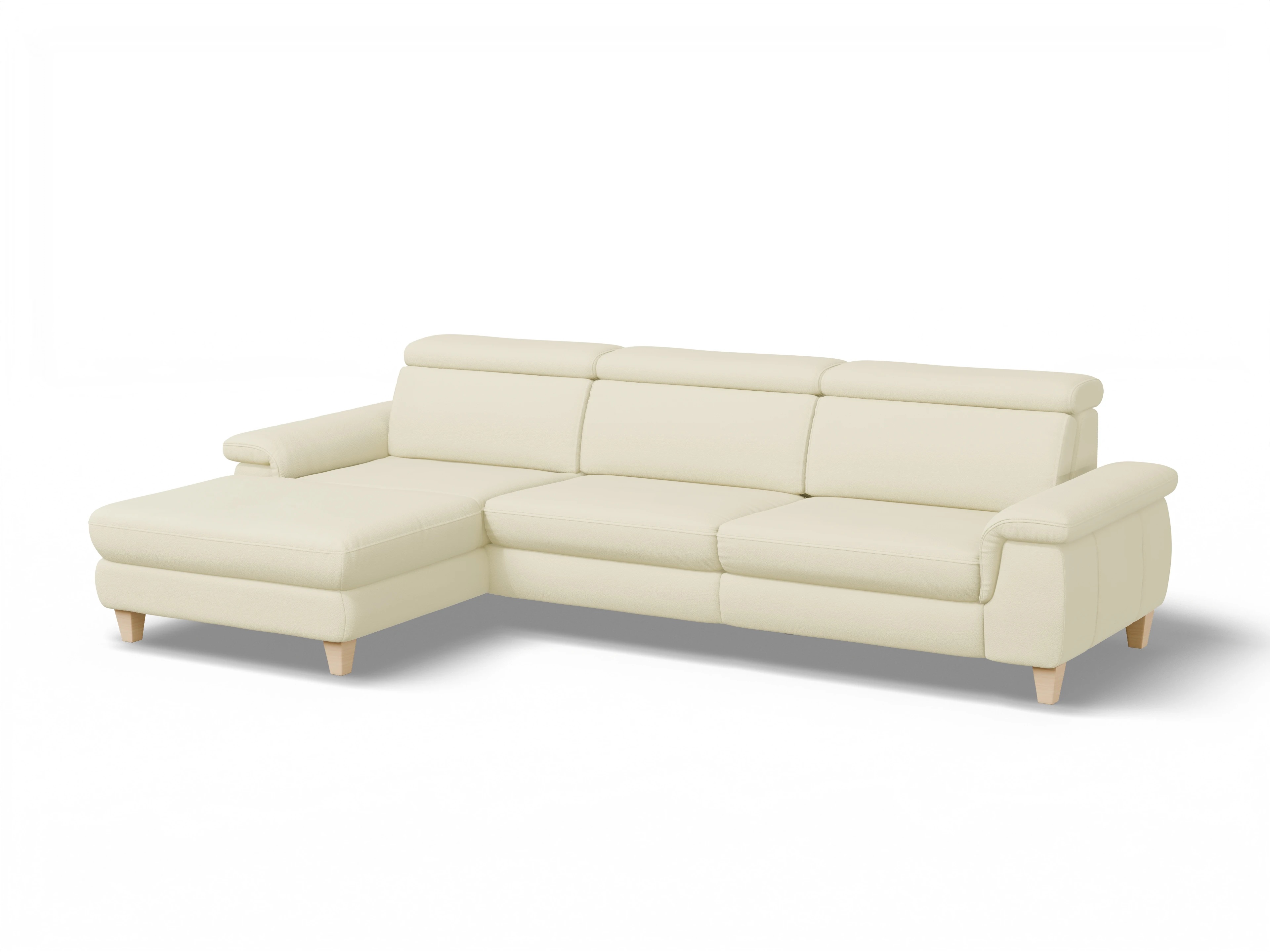 Ansicht des Produktes München Ecksofa links Abschluss offen in Leder Grau