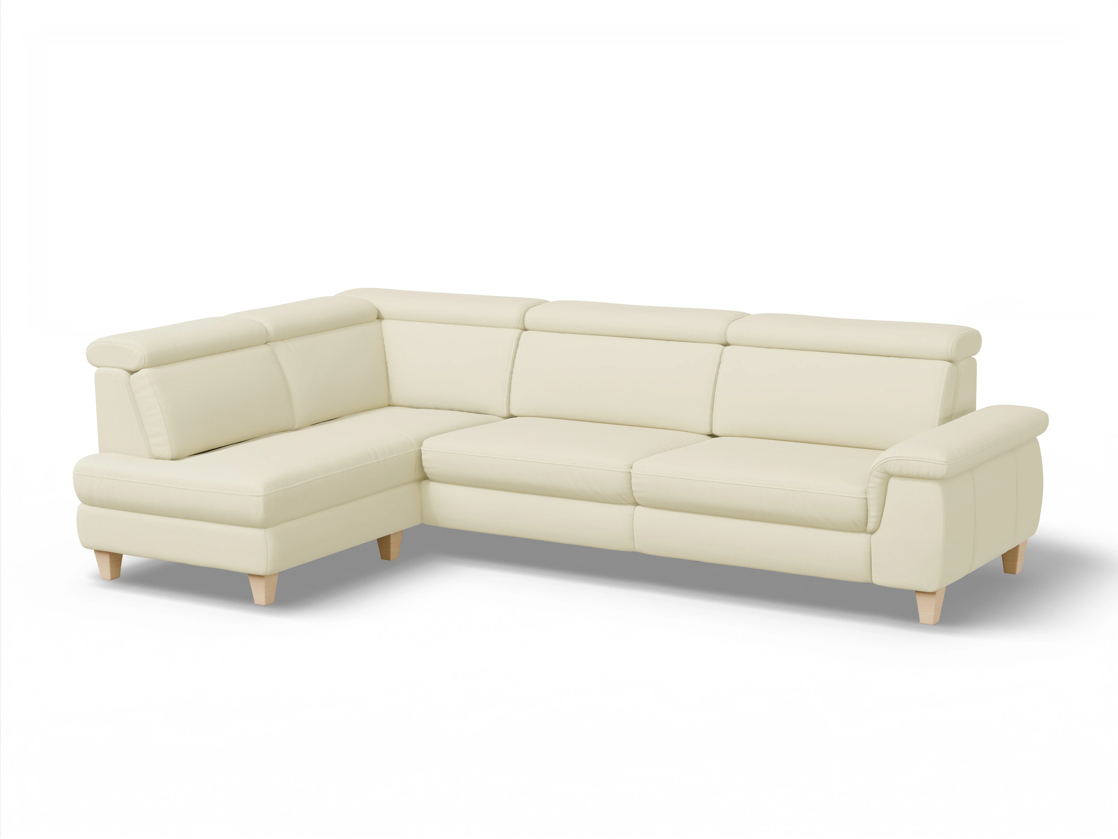 Ansicht des Produktes München Ecksofa links Abschluss offen in Leder Grau