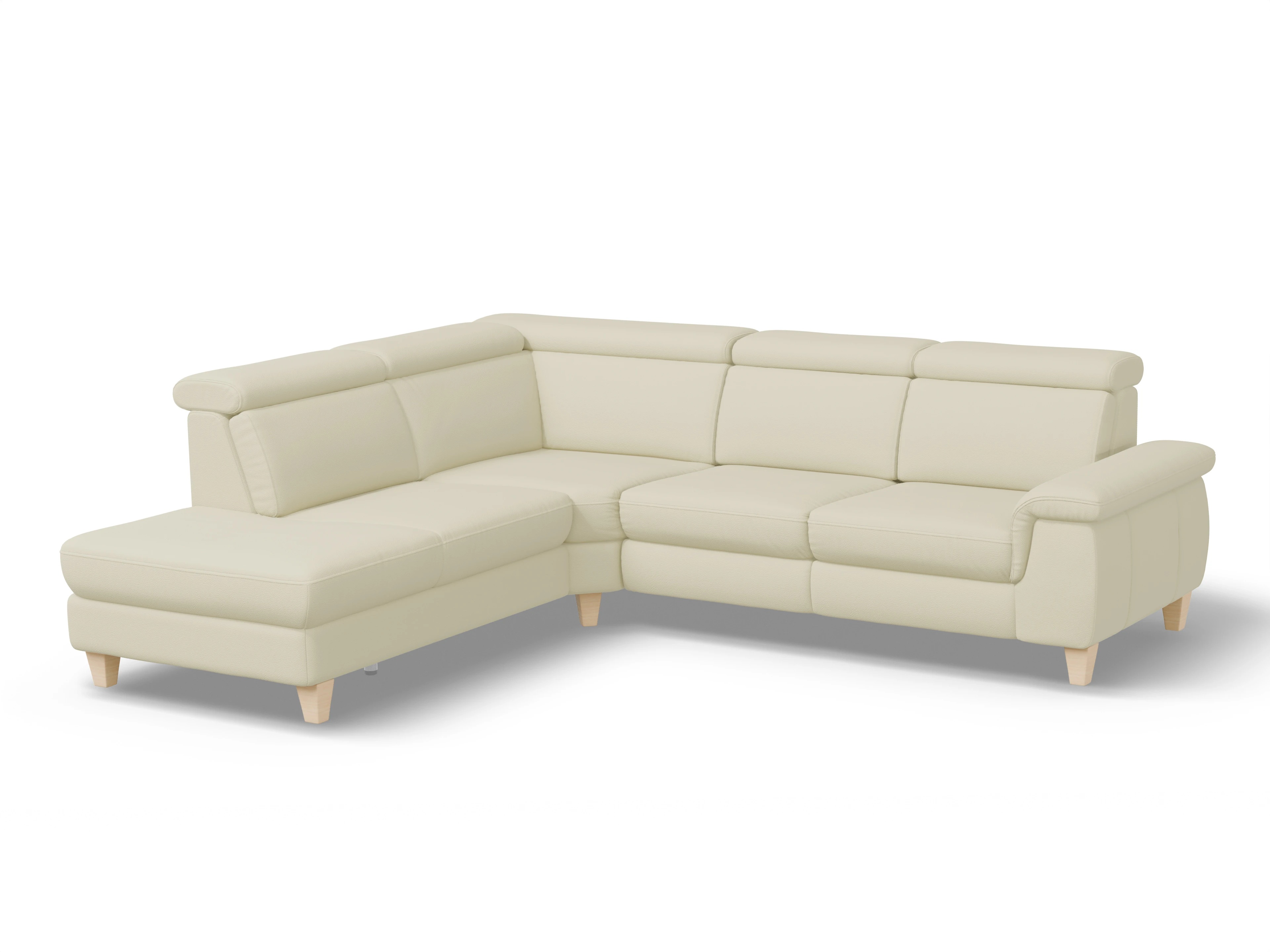 Ansicht des Produktes München Ecksofa links Abschluss offen in Leder Grau