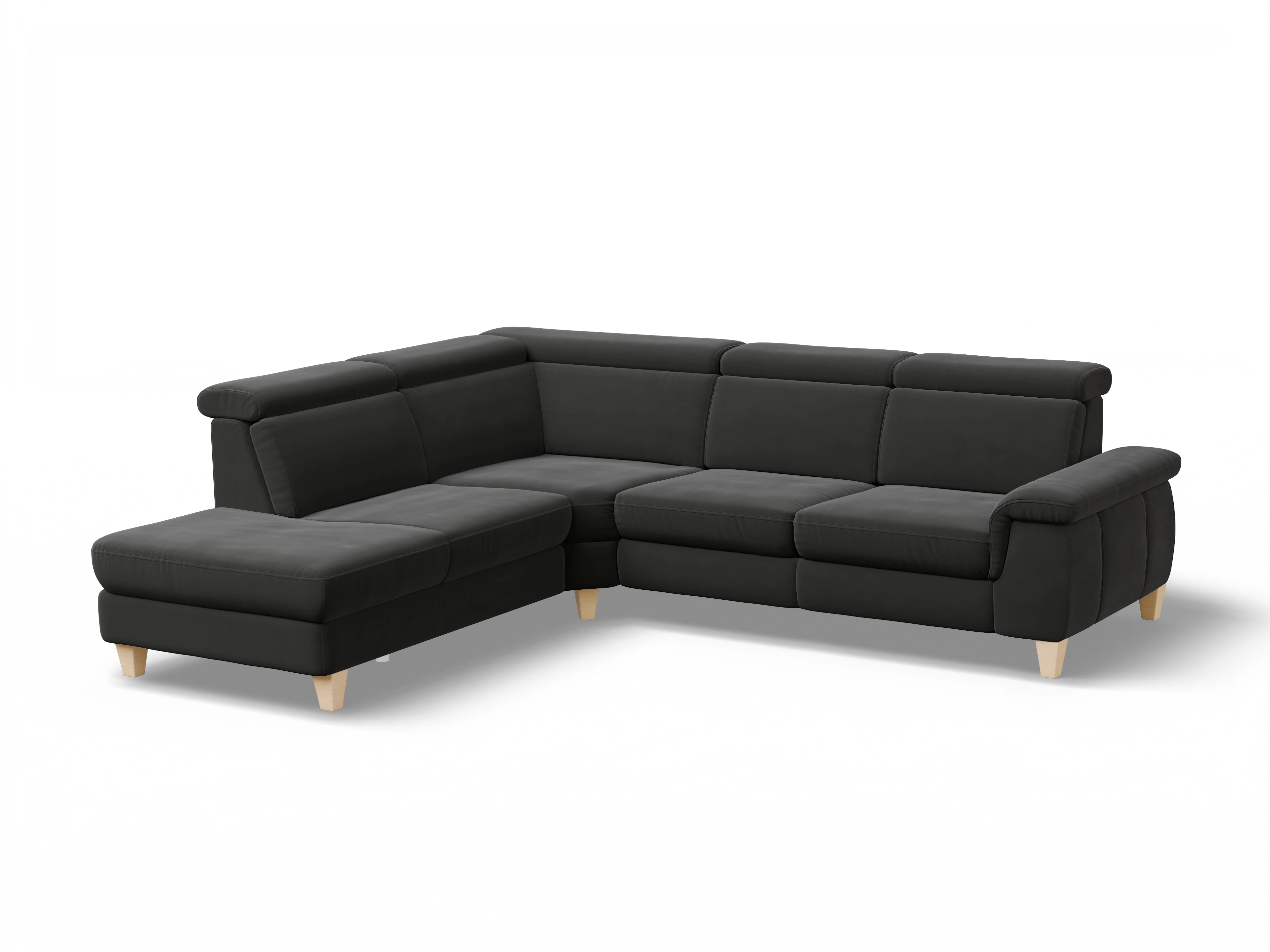 München 1Aho WE Small L Ansicht des Produktes München Ecksofa links Abschluss offen in Stoff Grau