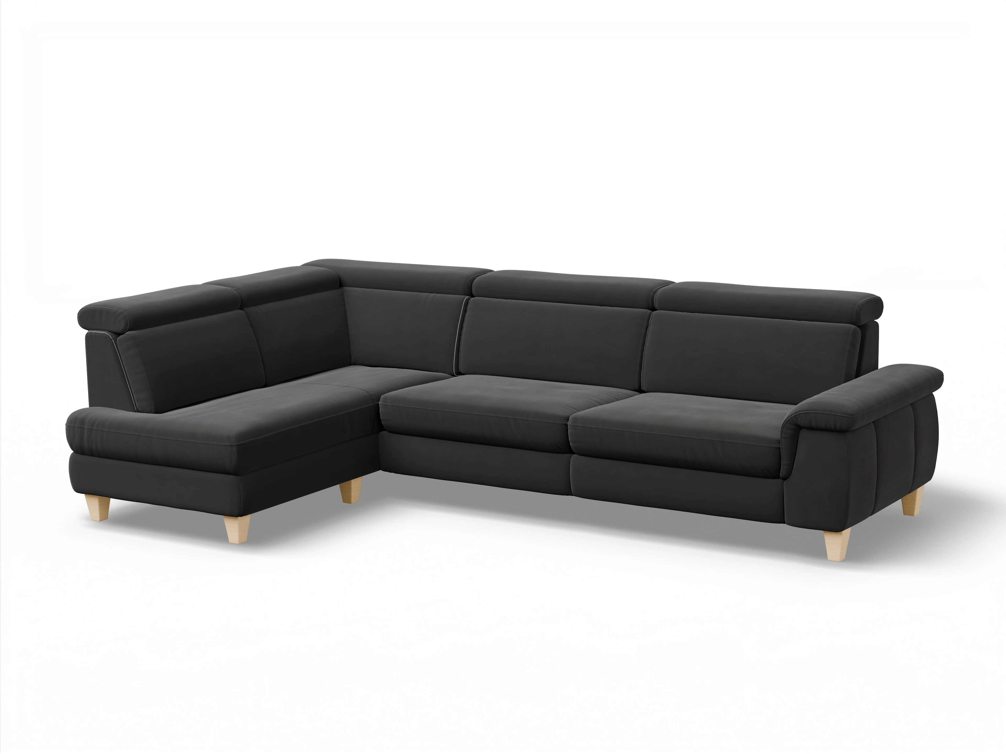 München KO Large L Ansicht des Produktes München Ecksofa links Abschluss offen in Stoff Grau