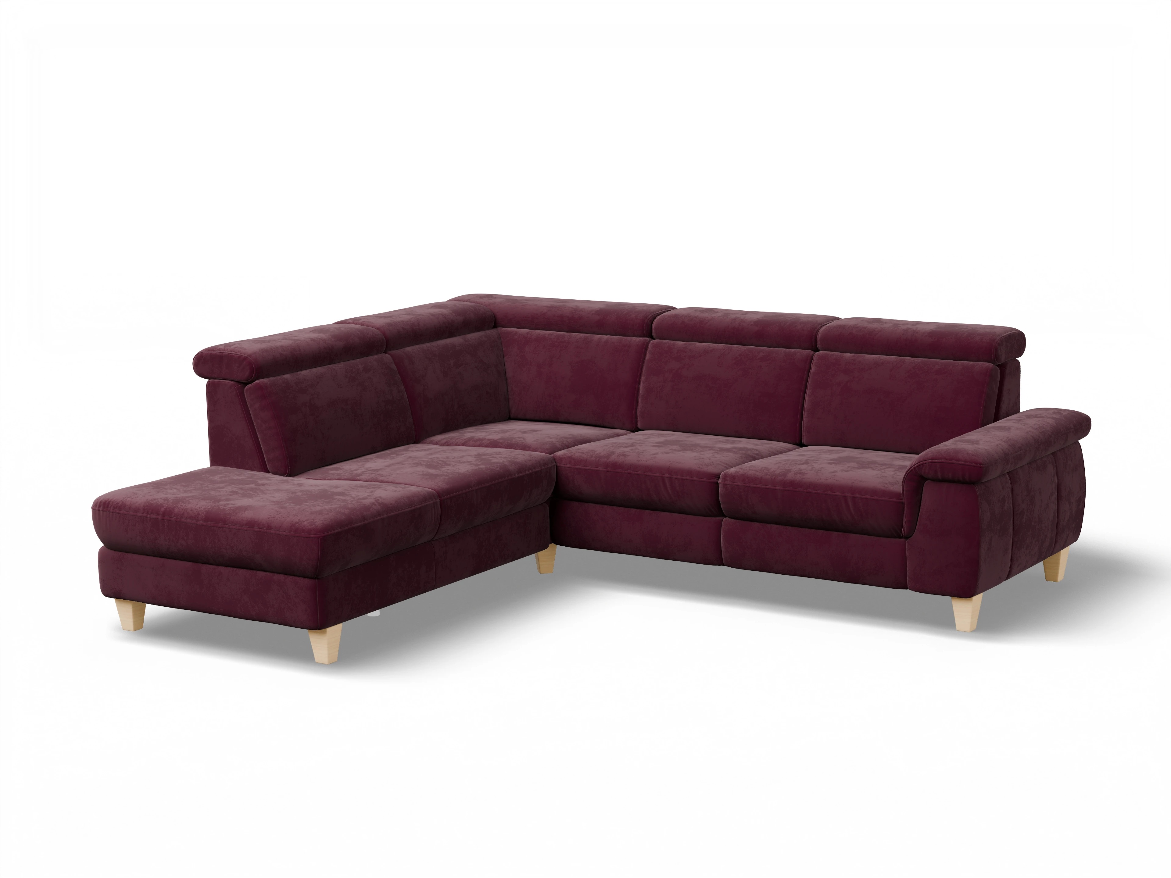 München 1AH WEkl Medium L Ansicht des Produktes München Ecksofa links mit Armlehne in Stoff Rot