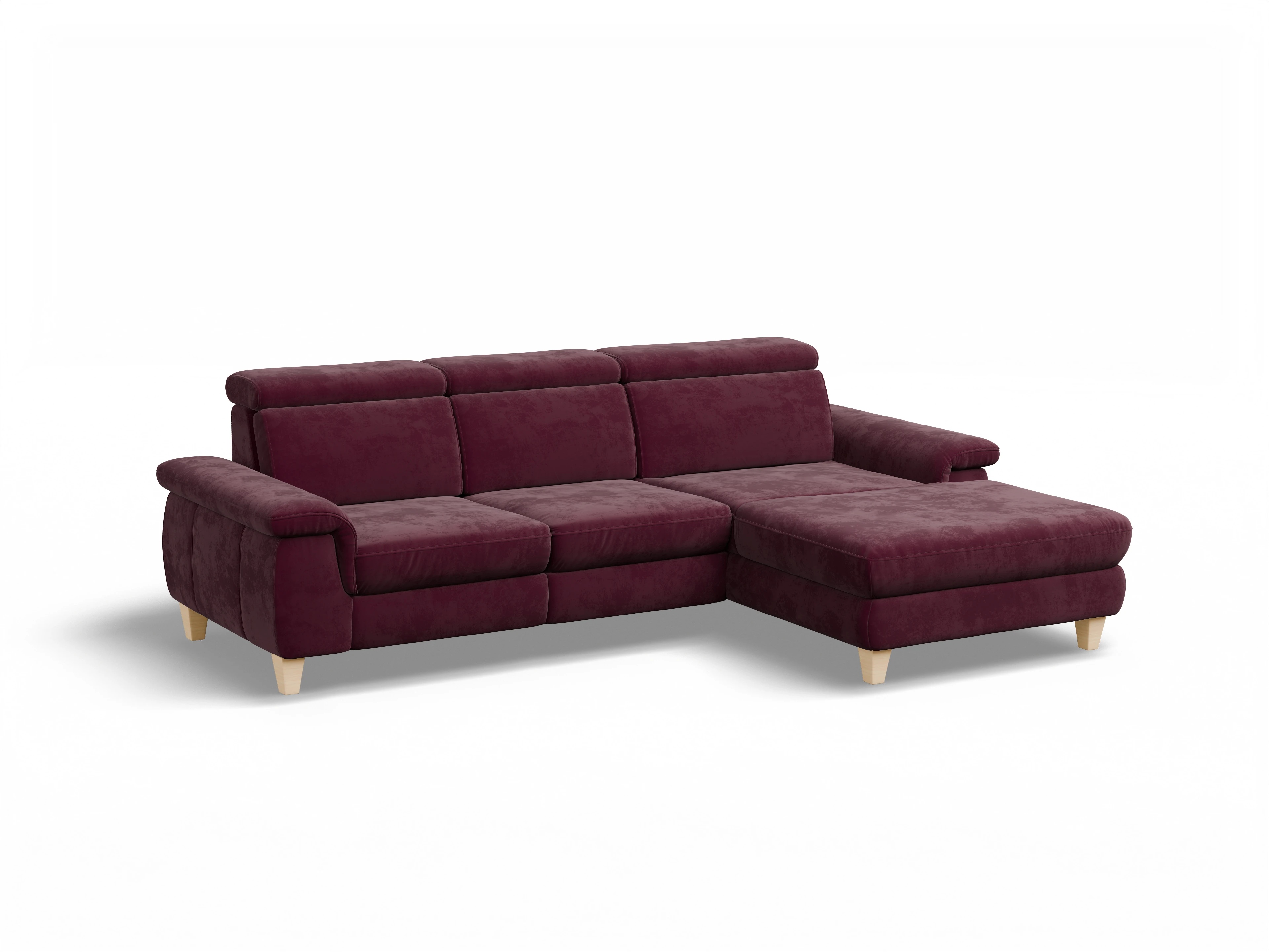 München LOgroß Medium R Ansicht des Produktes München Ecksofa rechts Abschluss offen in Stoff Rot