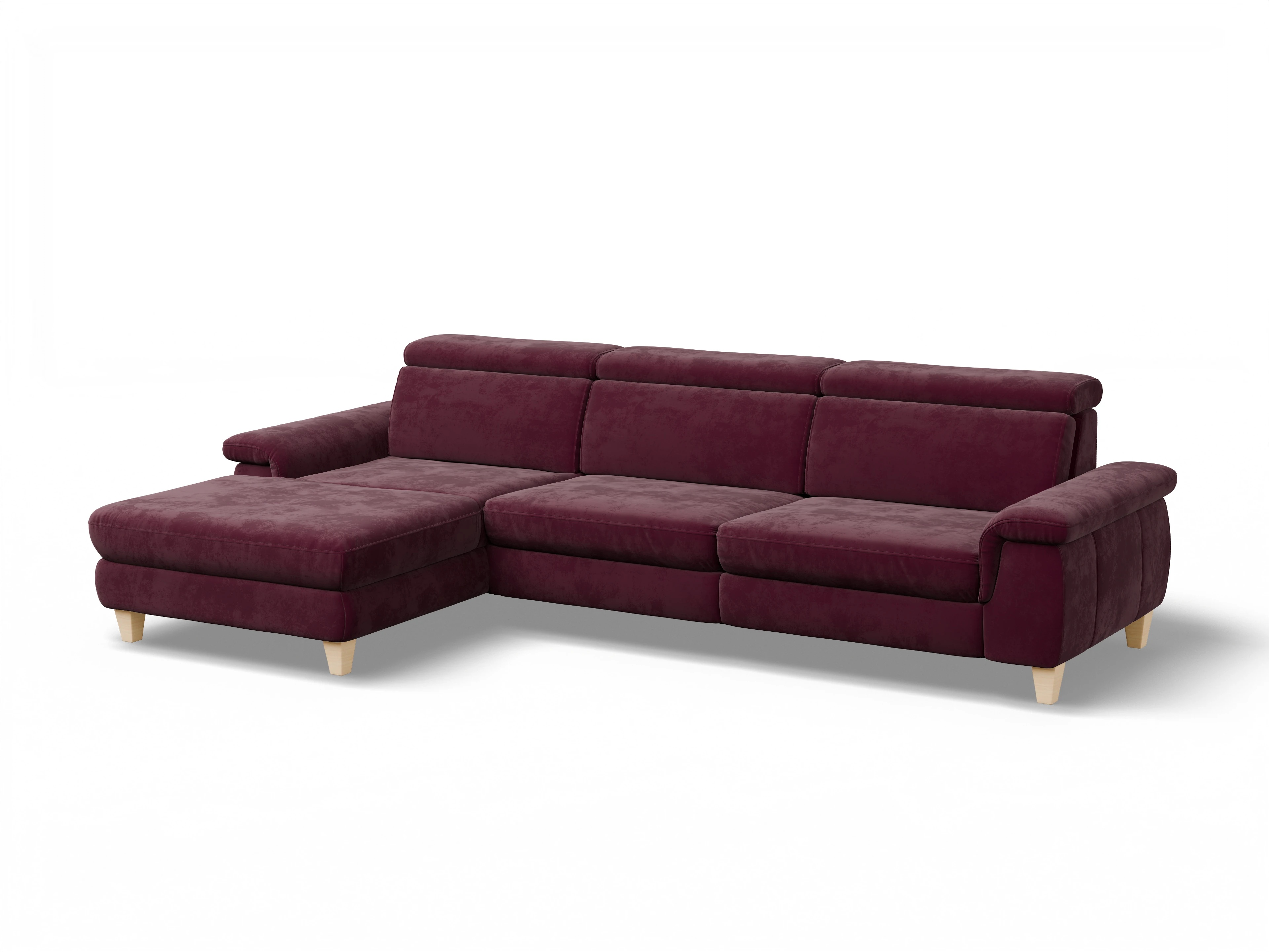 München LOgroß Large L Ansicht des Produktes München Ecksofa links Abschluss offen in Stoff Rot