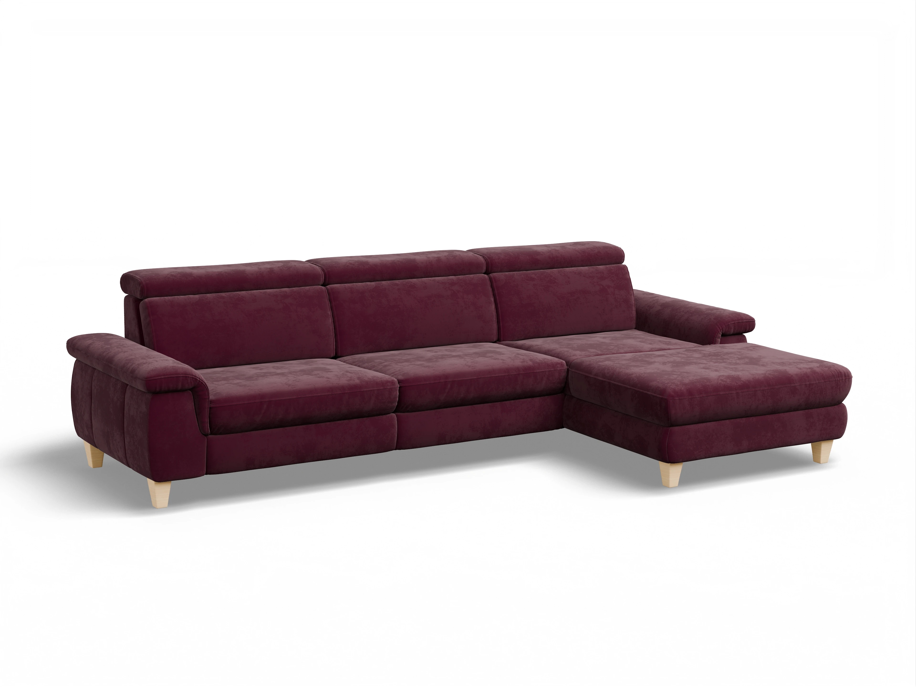 Ansicht des Produktes München Ecksofa rechts Abschluss offen in Stoff Blau