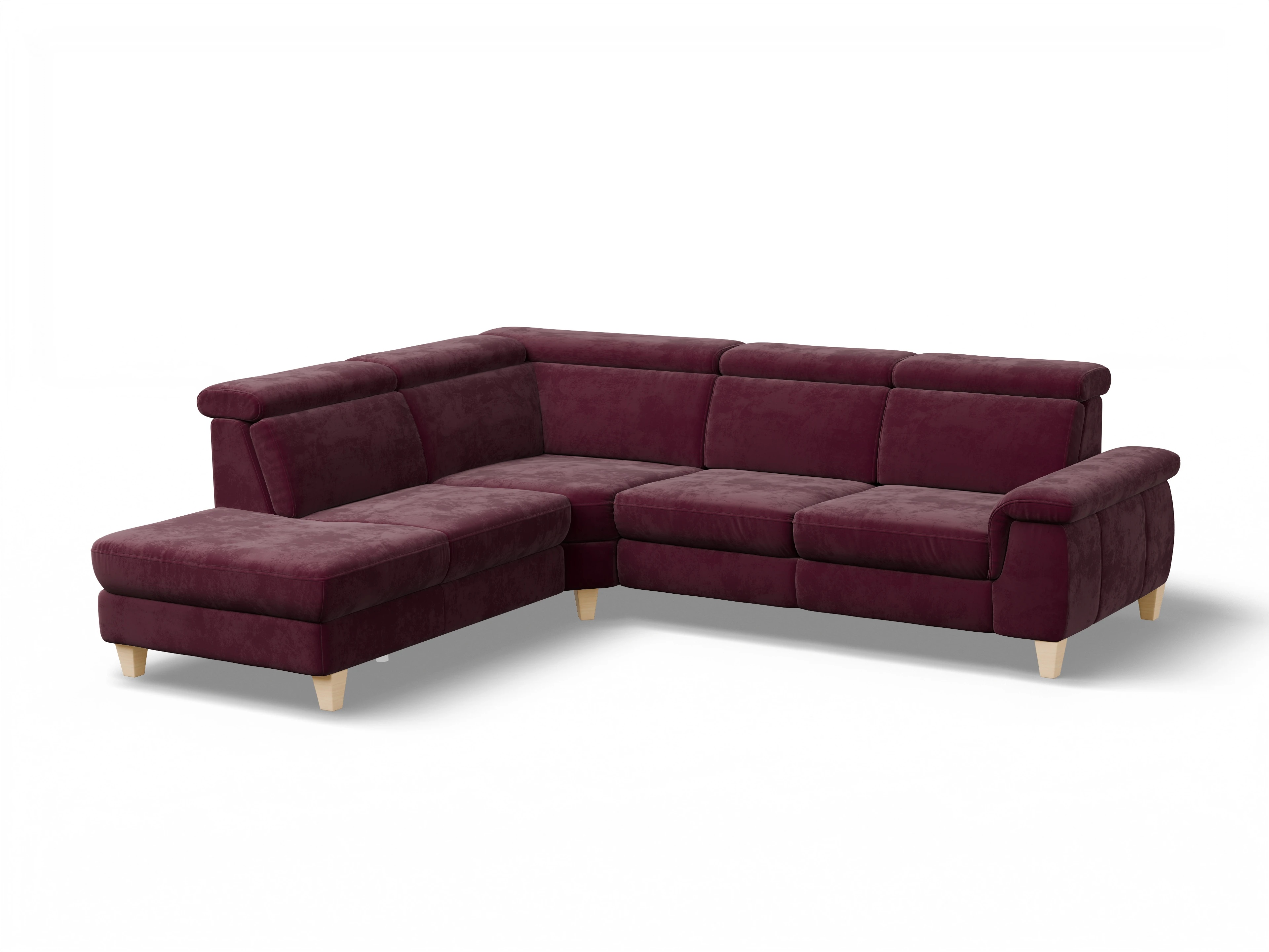 München 1Aho WE Small L Ansicht des Produktes München Ecksofa links Abschluss offen in Stoff Blau