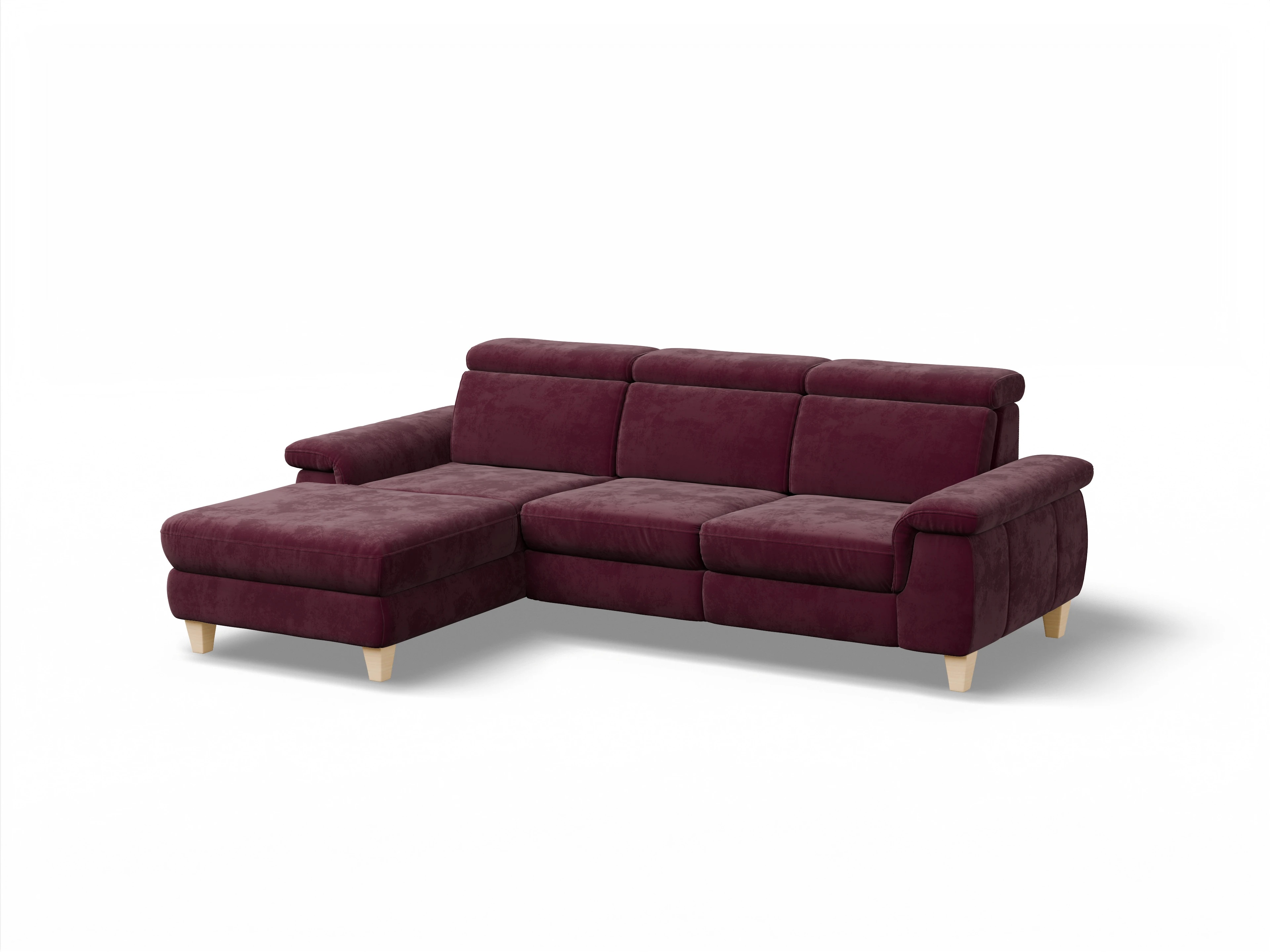München LO Medium L Ansicht des Produktes München Ecksofa links Abschluss offen in Stoff Blau