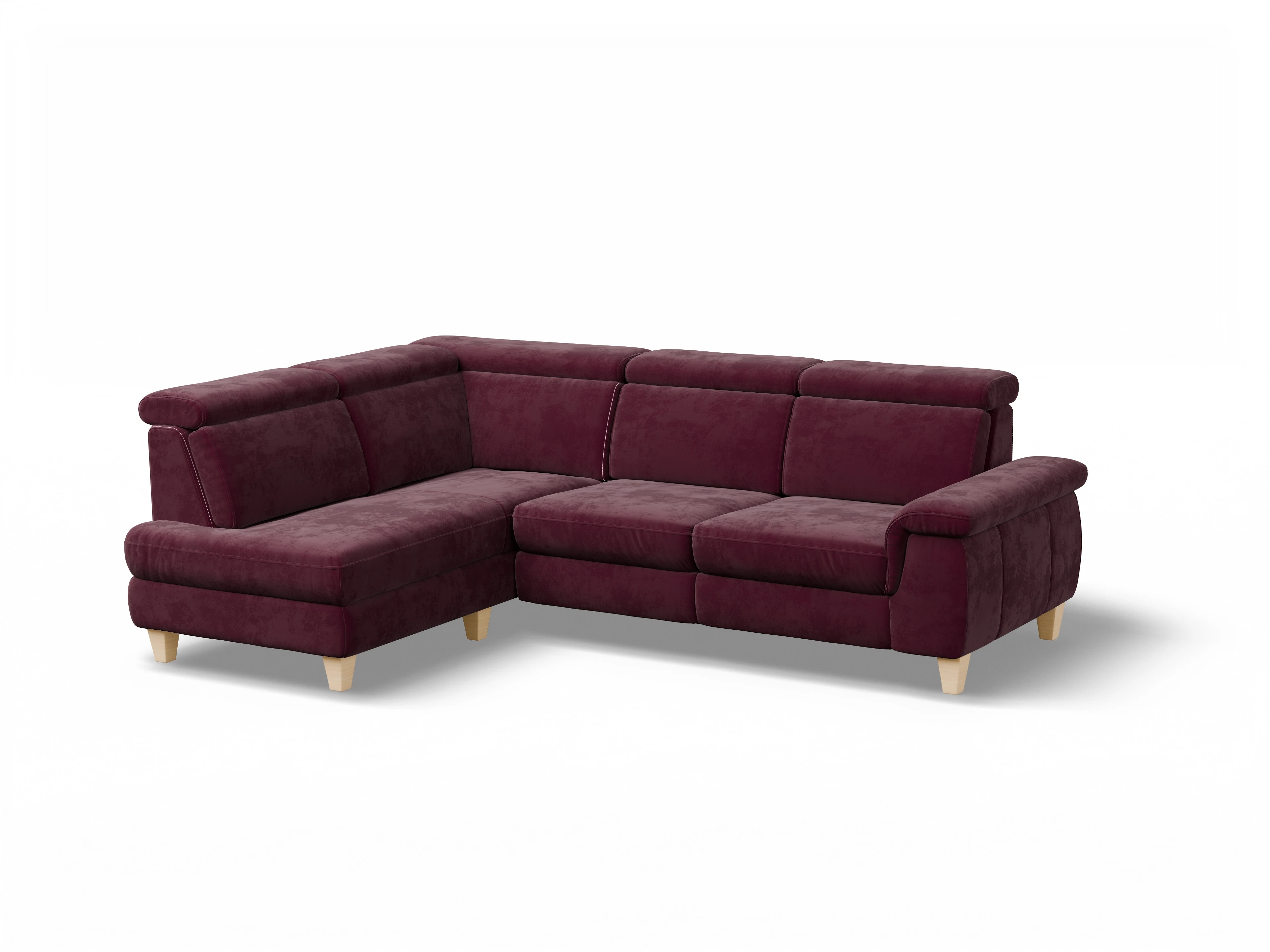 Ansicht des Produktes München Ecksofa links Abschluss offen in Stoff Blau
