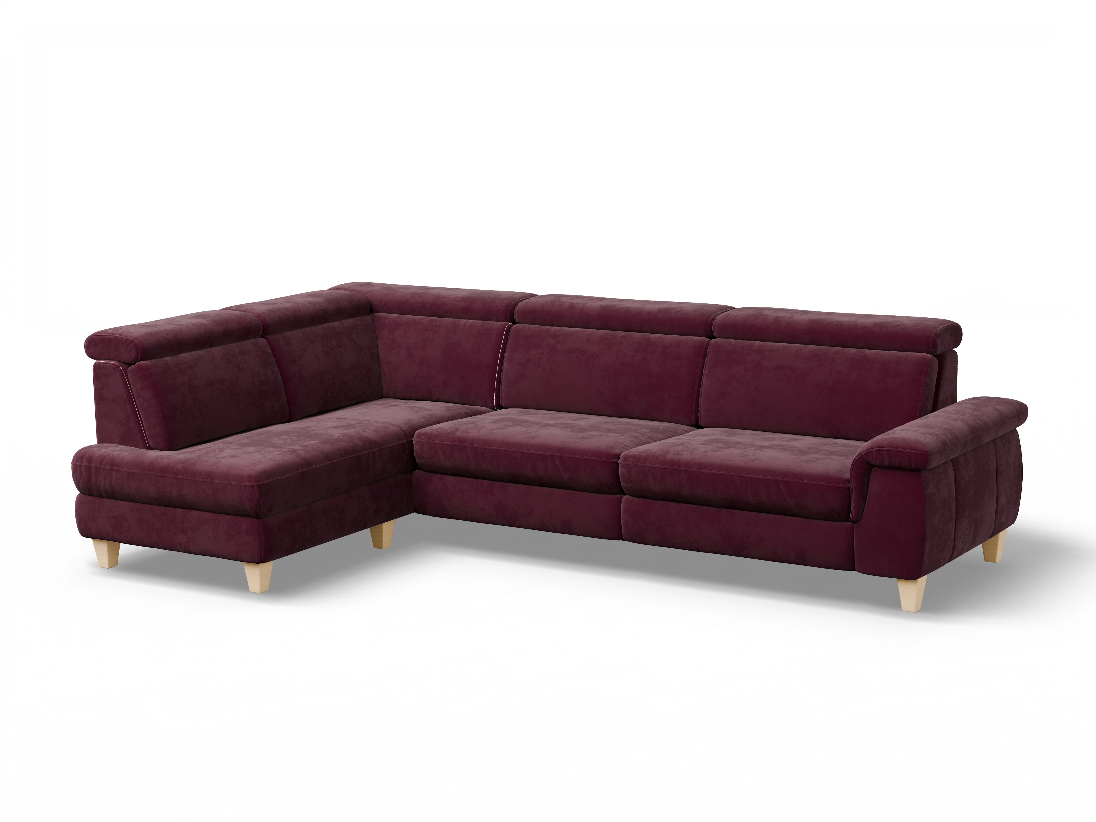 Ansicht des Produktes München Ecksofa links Abschluss offen in Stoff Blau
