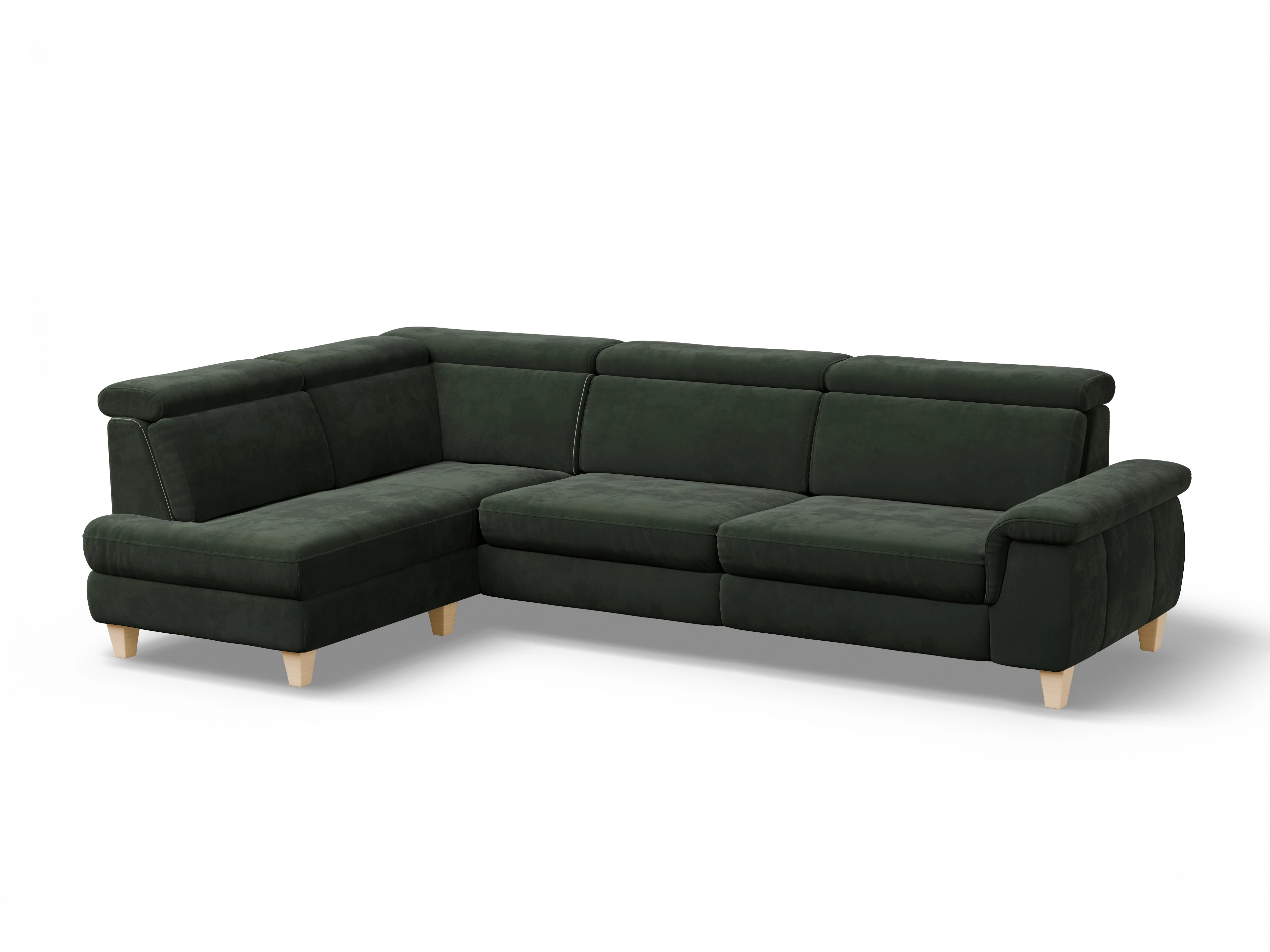 München KO Large L Ansicht des Produktes München Ecksofa links Abschluss offen in Stoff Grün