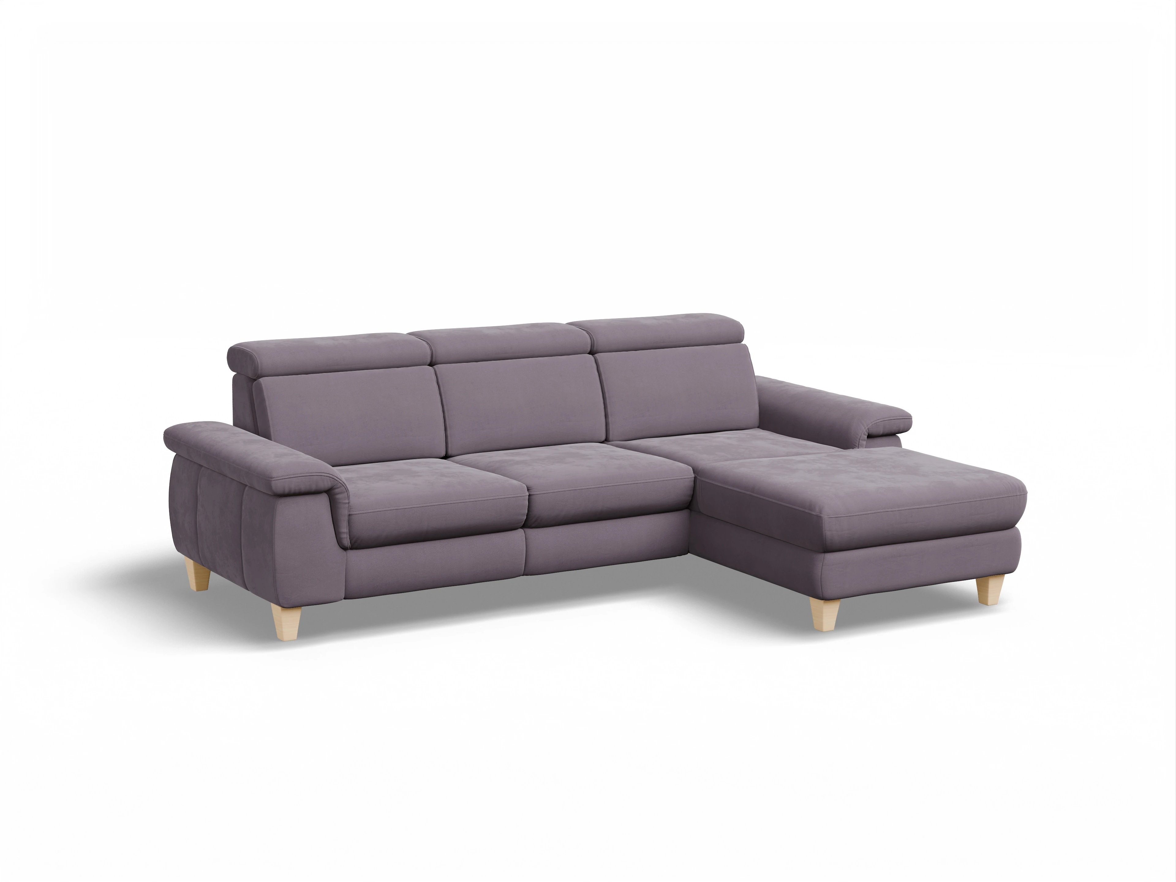 München LO Medium R Ansicht des Produktes München Ecksofa rechts Abschluss offen in Stoff Lila
