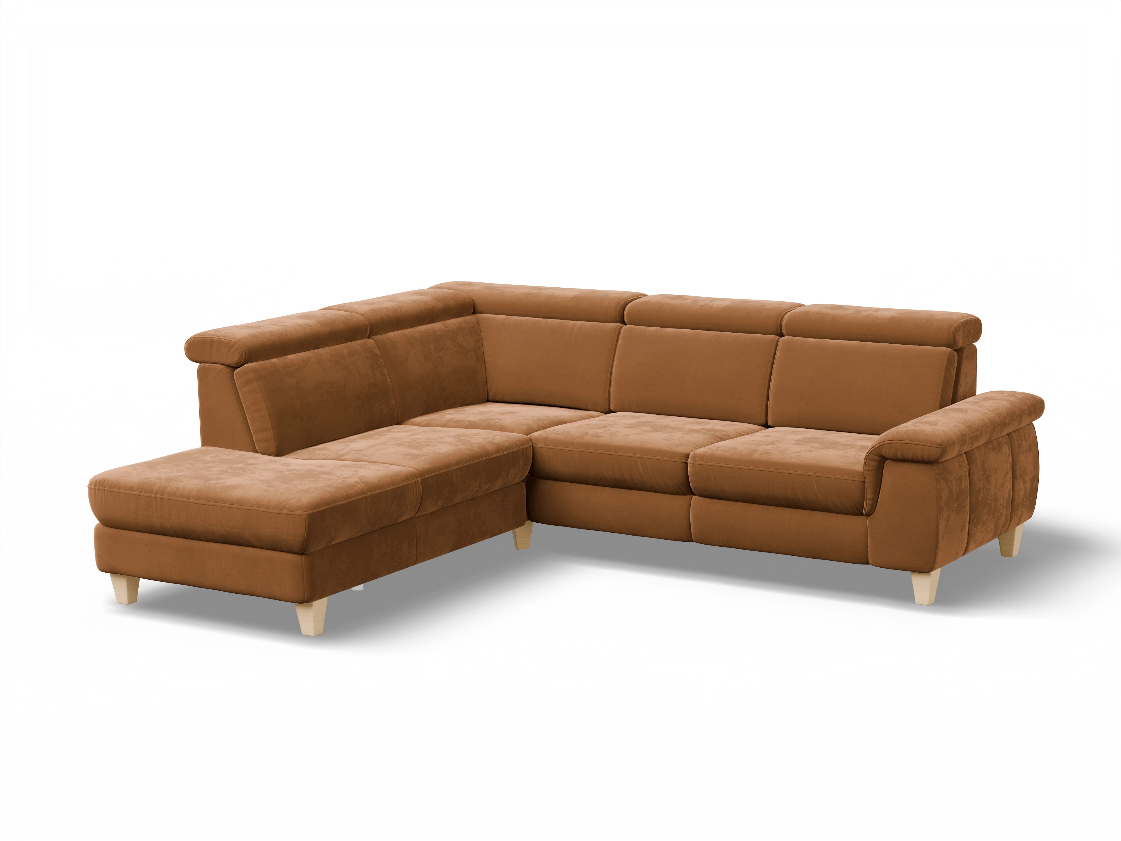 Ansicht des Produktes München Ecksofa links mit Armlehne in Stoff Gelb