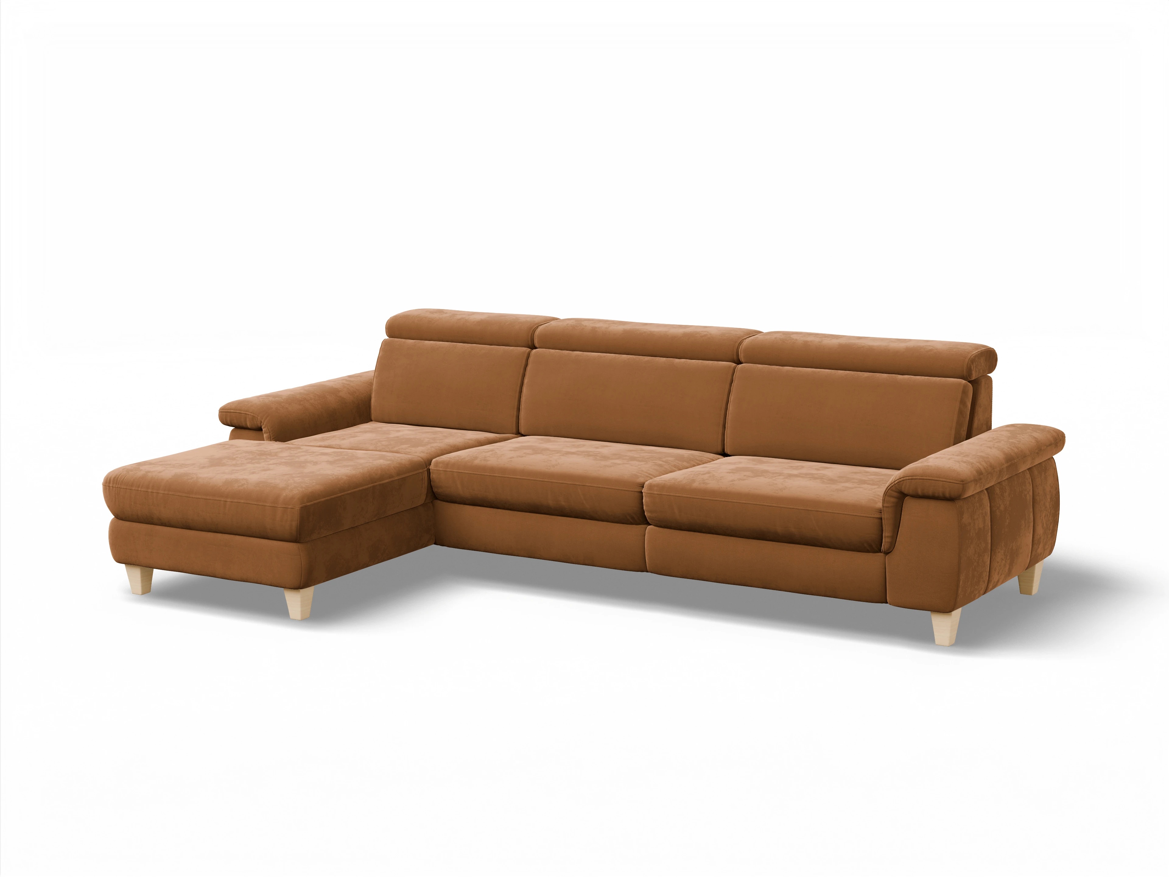 München LO Large L Ansicht des Produktes München Ecksofa links Abschluss offen in Stoff Gelb