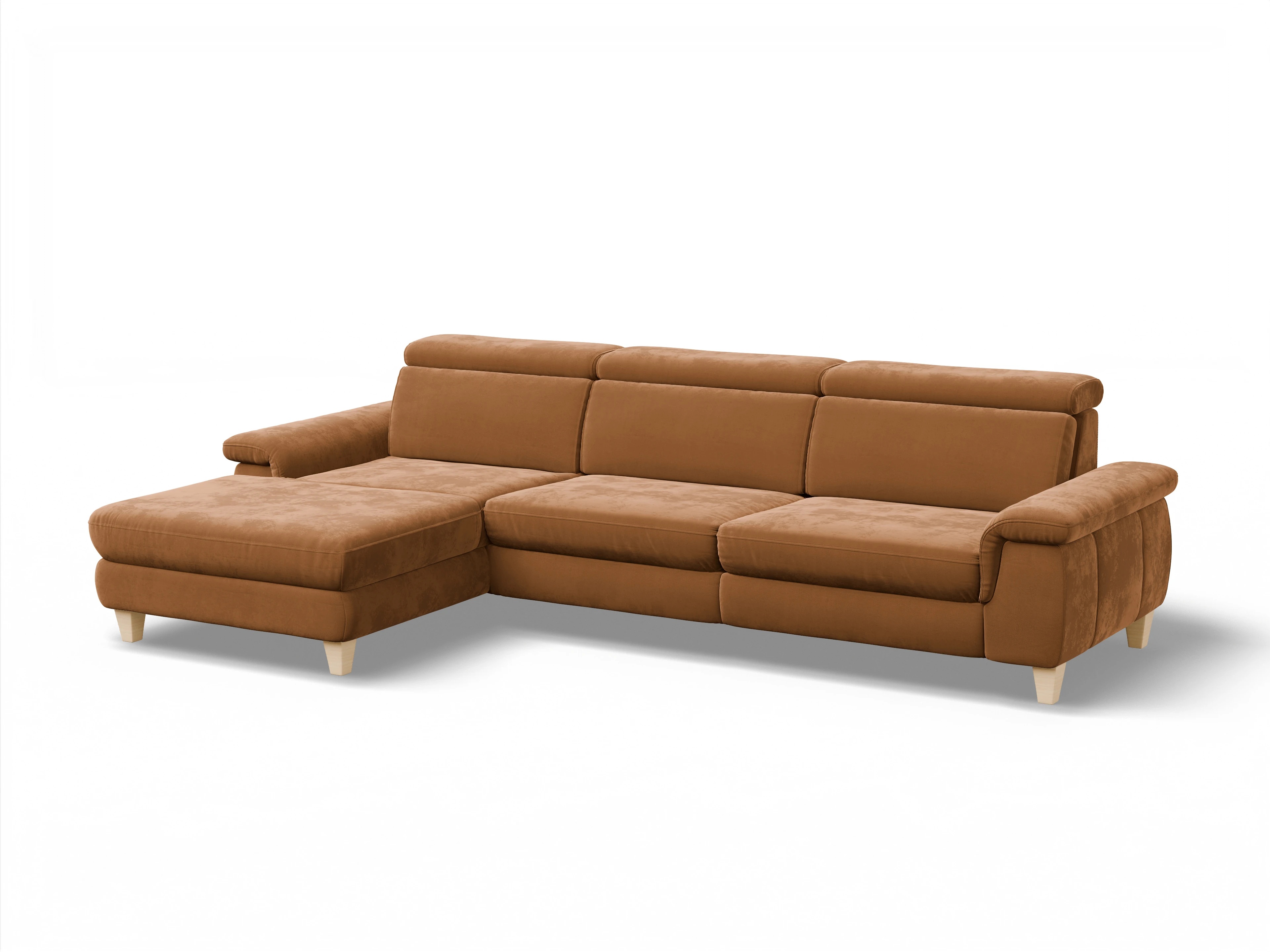 München LOgroß Large L Ansicht des Produktes München Ecksofa links Abschluss offen in Stoff Gelb