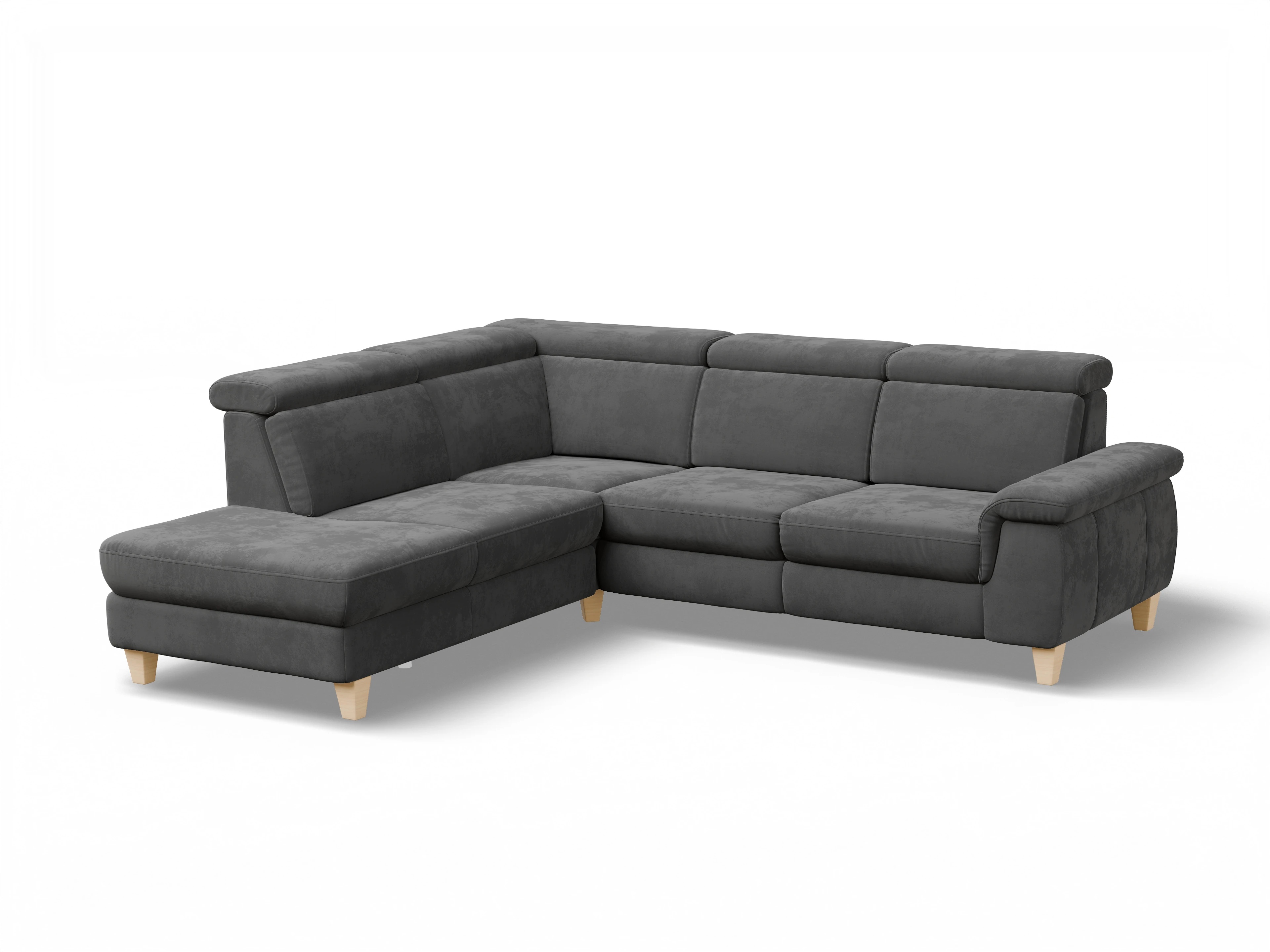 Ansicht des Produktes München Ecksofa links mit Armlehne in Stoff Grau