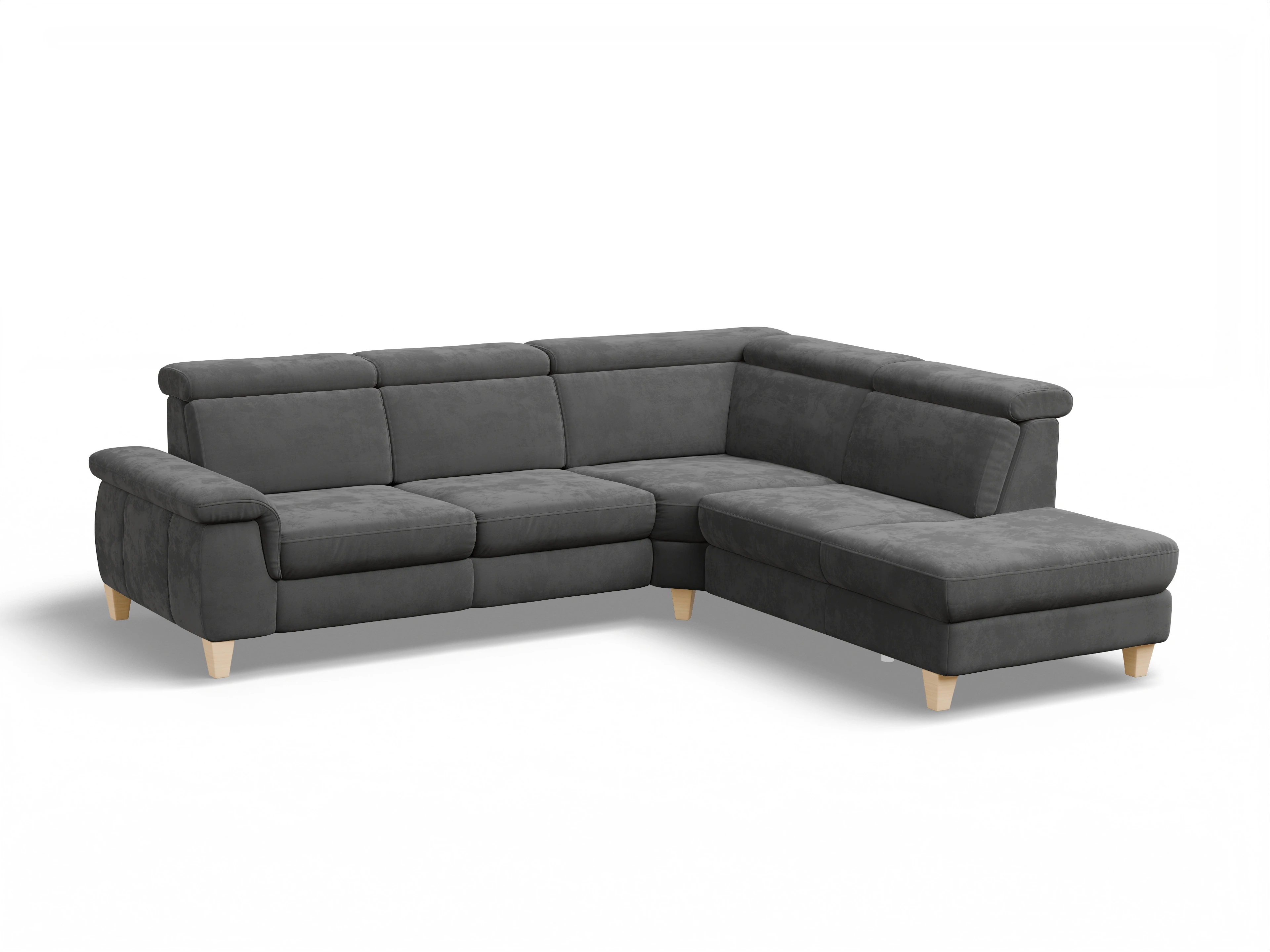 Ansicht des Produktes München Ecksofa rechts Abschluss offen in Stoff Grau