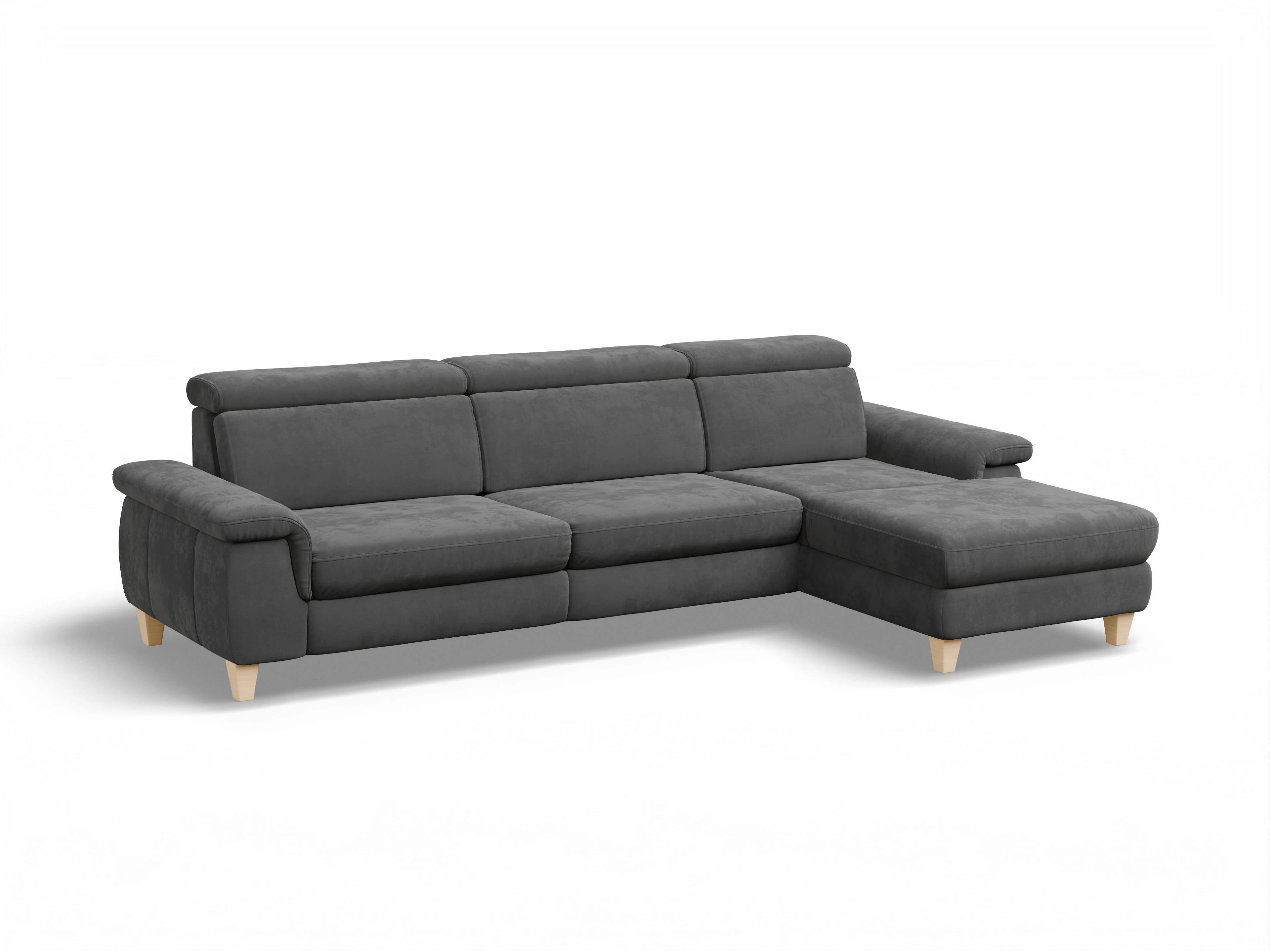 München LO Large R Ansicht des Produktes München Ecksofa rechts Abschluss offen in Stoff Grau