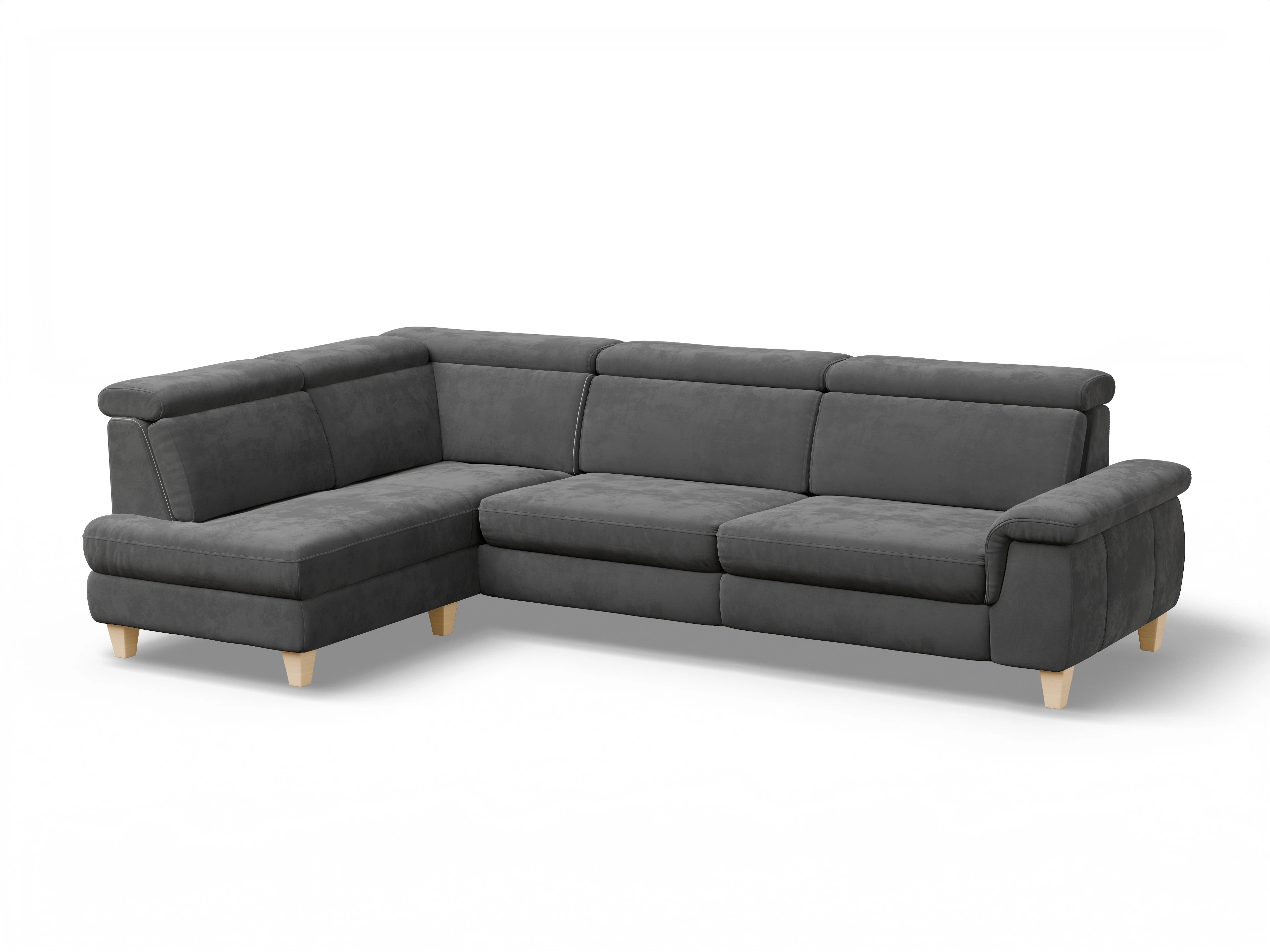München KO Large L Ansicht des Produktes München Ecksofa links Abschluss offen in Stoff Grau