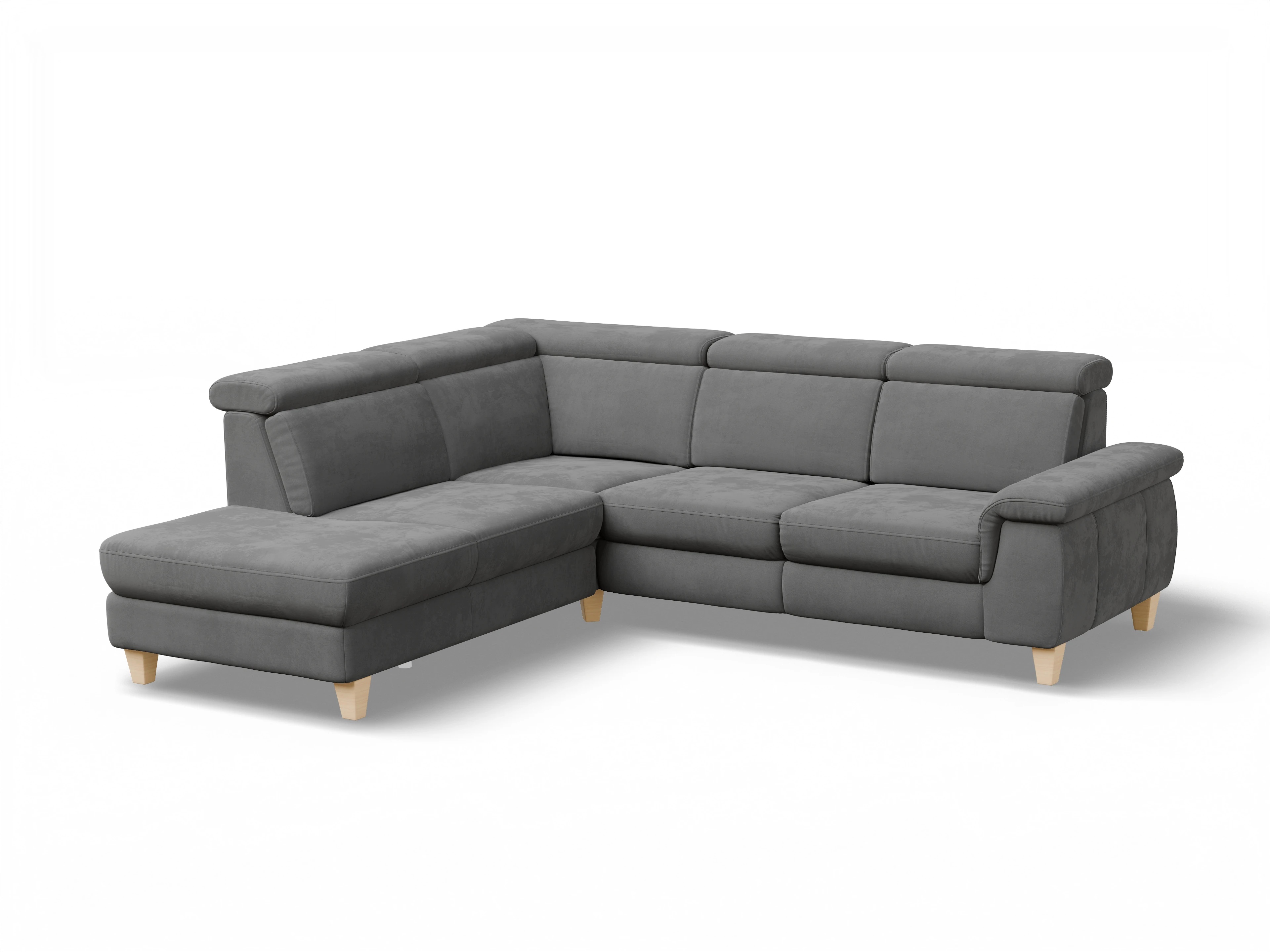 München 1AH WEkl Medium L Ansicht des Produktes München Ecksofa links mit Armlehne in Stoff Grau