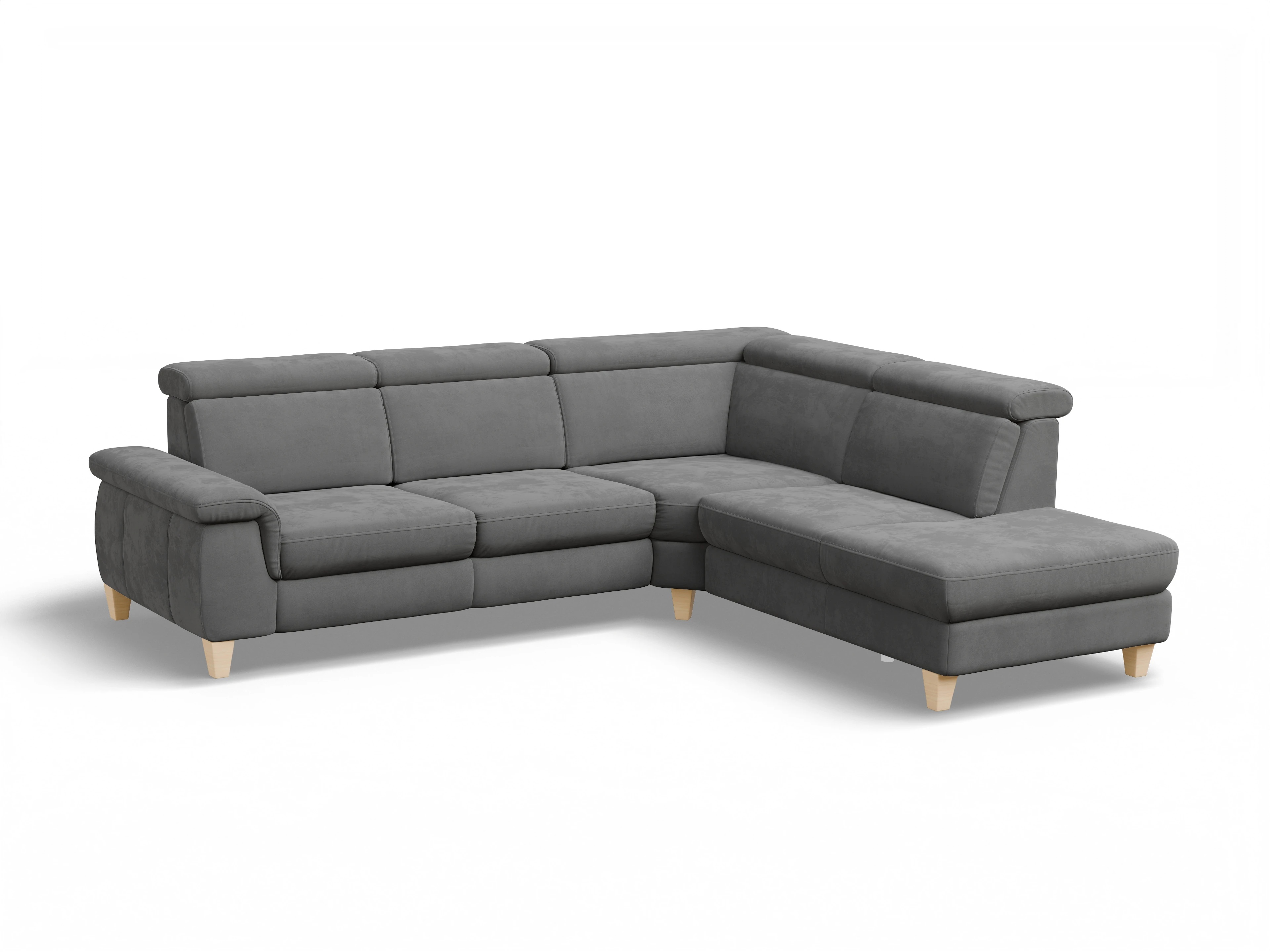 Ansicht des Produktes München Ecksofa rechts Abschluss offen in Stoff Grau