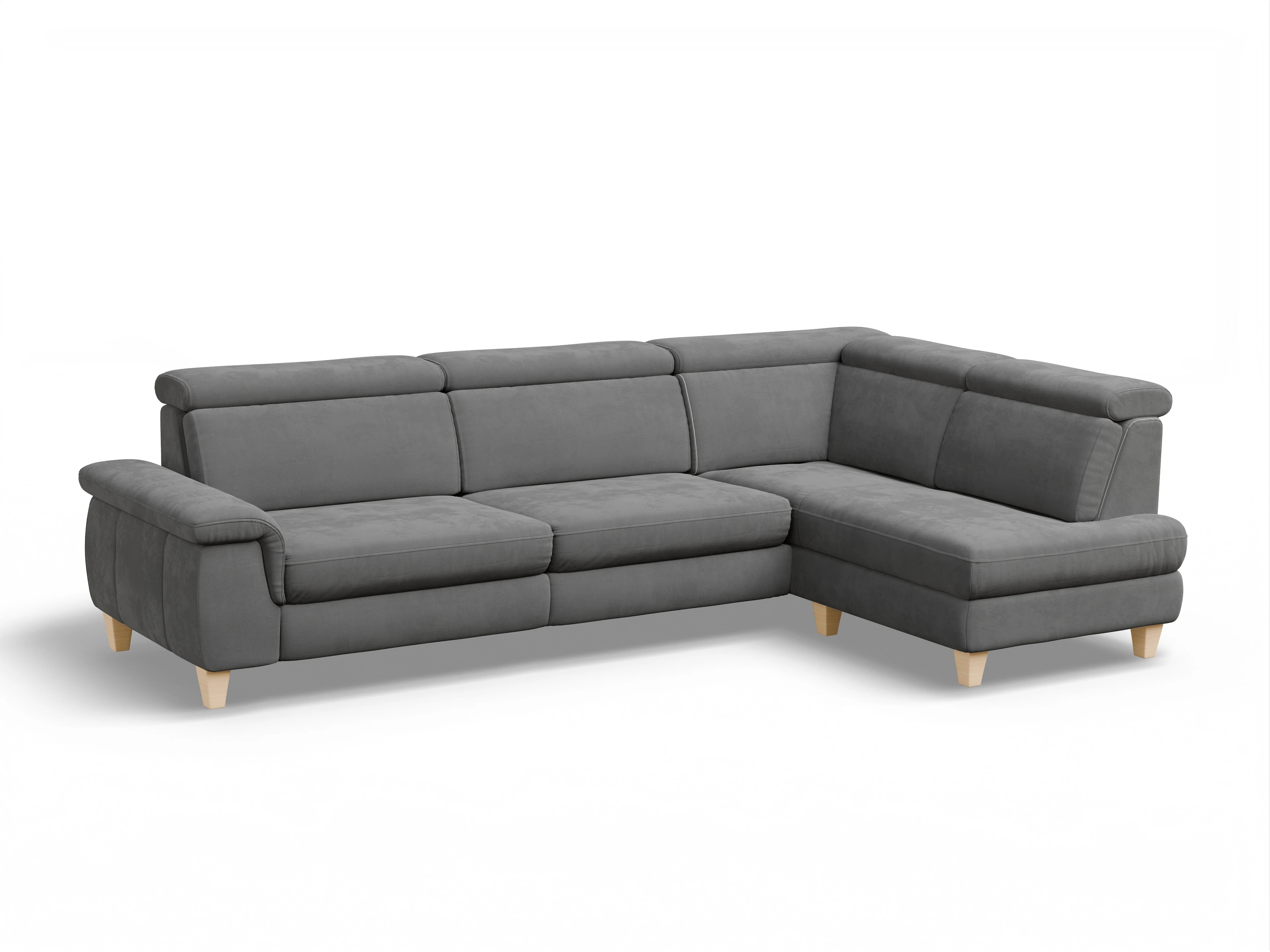 Ansicht des Produktes München Ecksofa rechts Abschluss offen in Stoff Grau