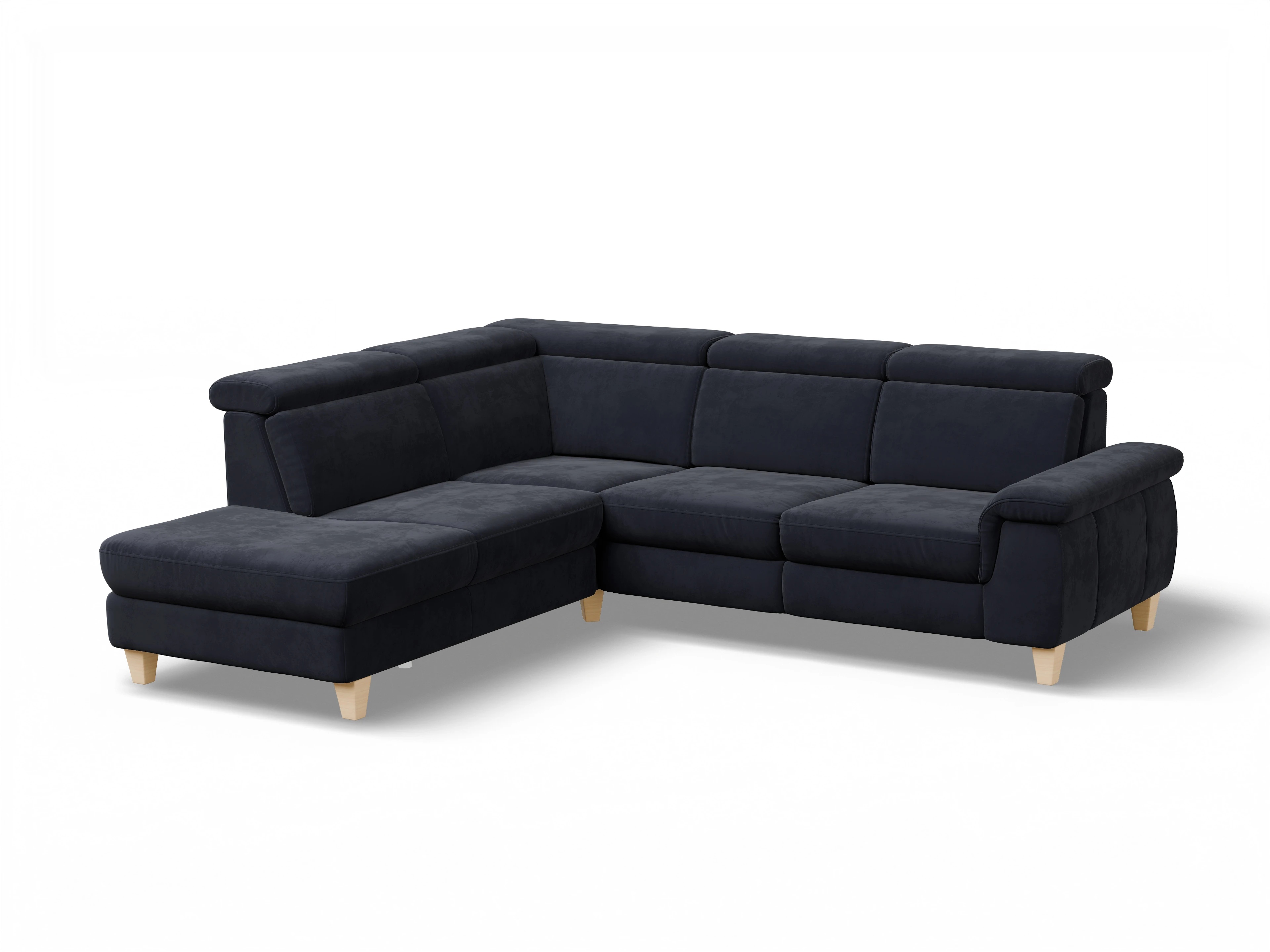 München 1AH WEkl Medium L Ansicht des Produktes München Ecksofa links mit Armlehne in Stoff Blau