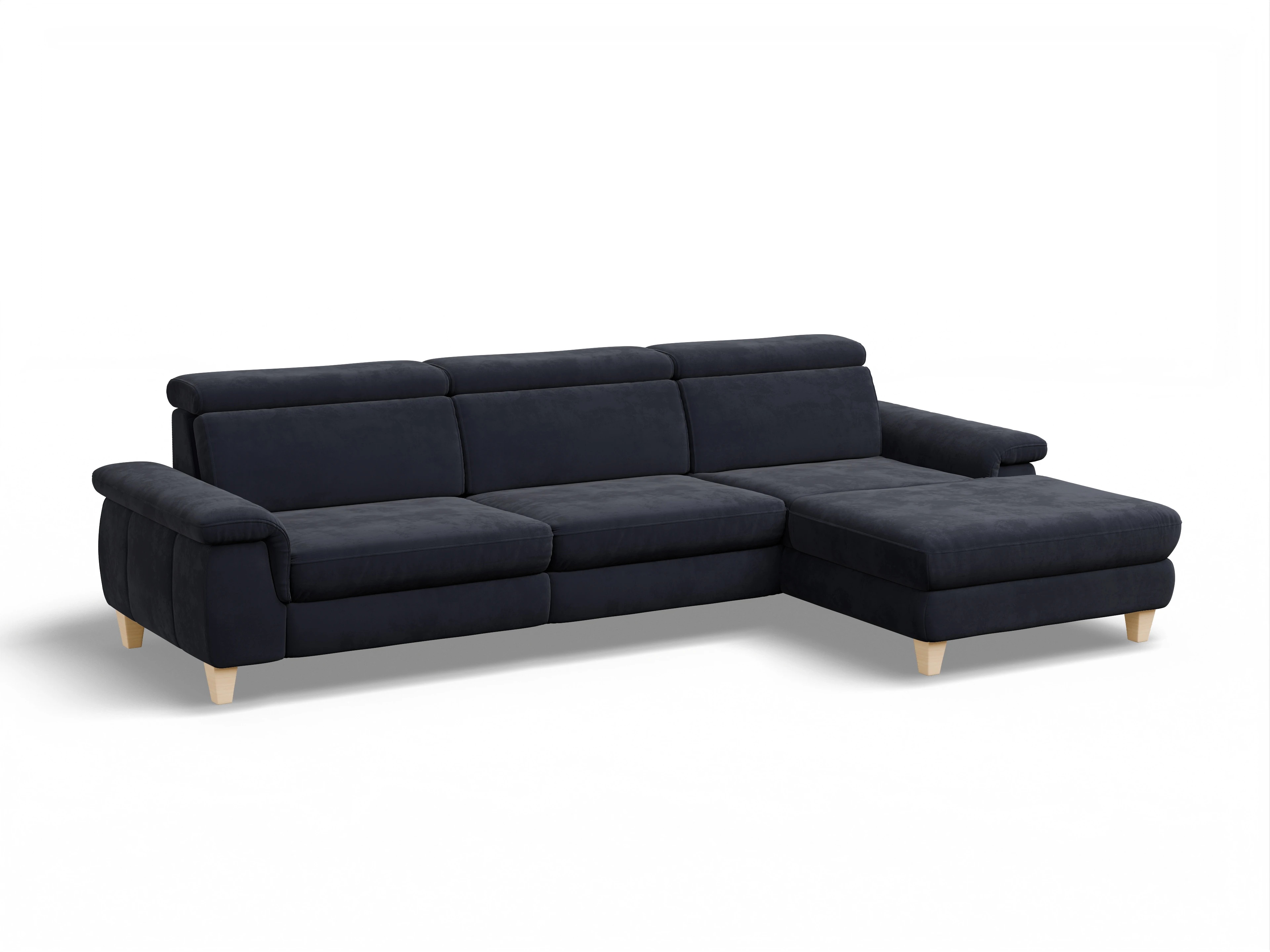 München LOgroß Large R Ansicht des Produktes München Ecksofa rechts Abschluss offen in Stoff Blau