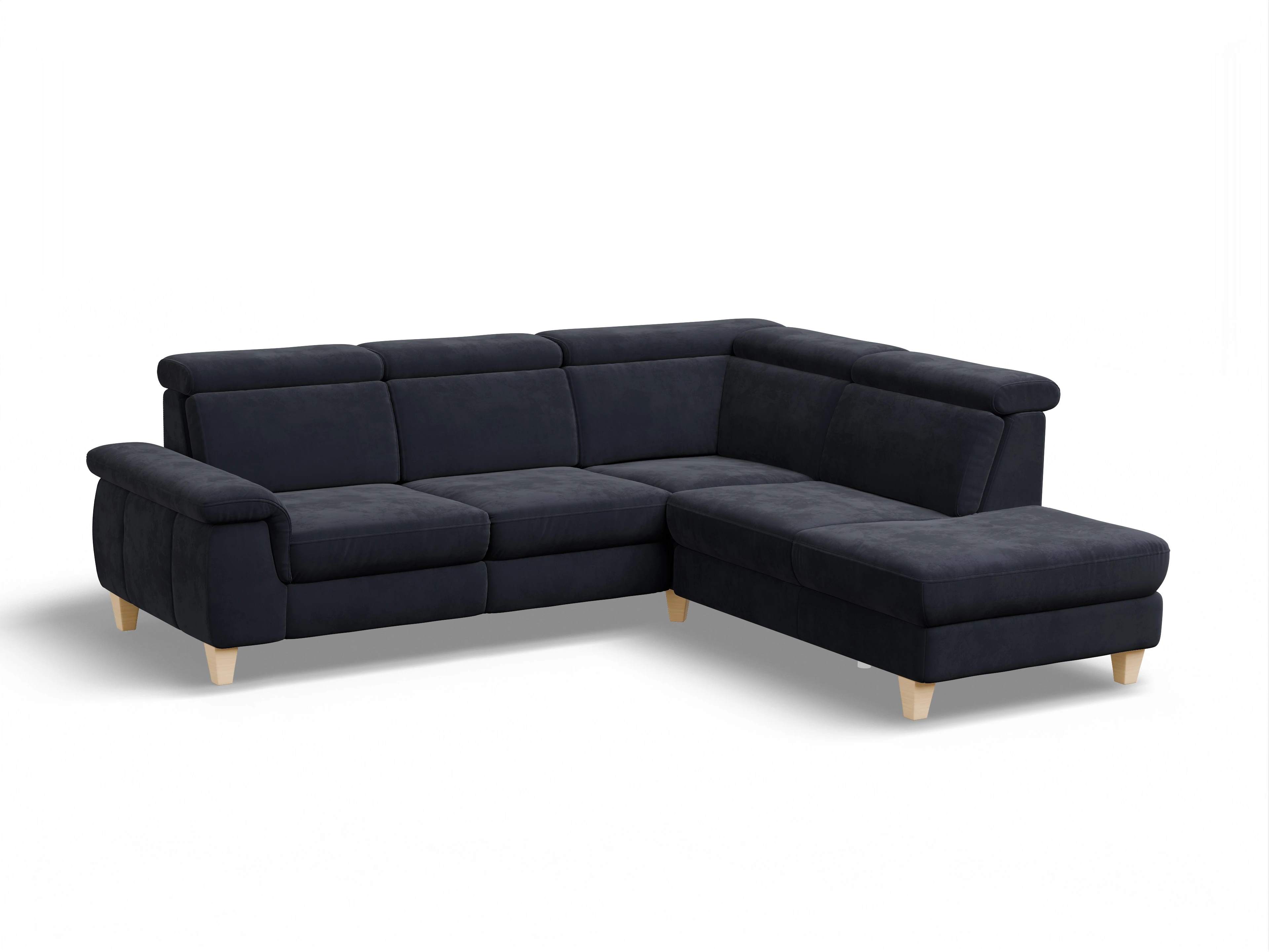 München 1AH WEkl Medium R Ansicht des Produktes München Ecksofa rechts Abschluss offen in Stoff Blau