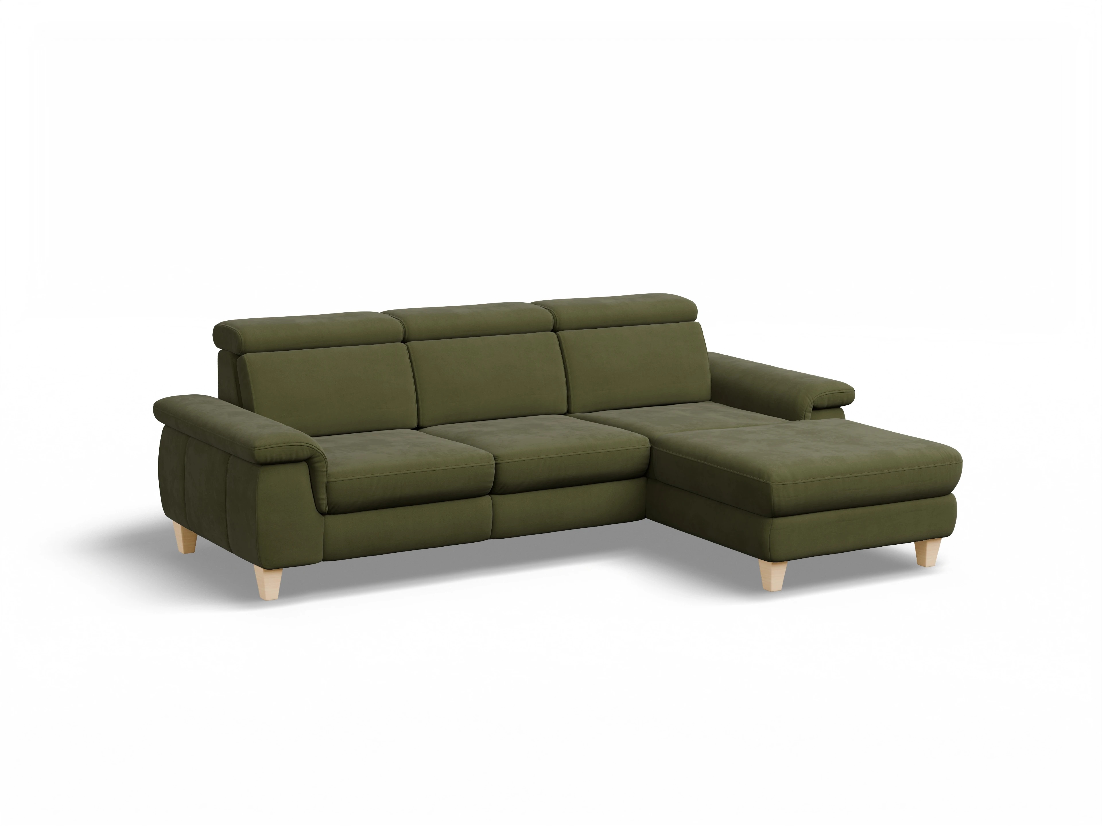 München LO Medium R Ansicht des Produktes München Ecksofa rechts Abschluss offen in Stoff Grün