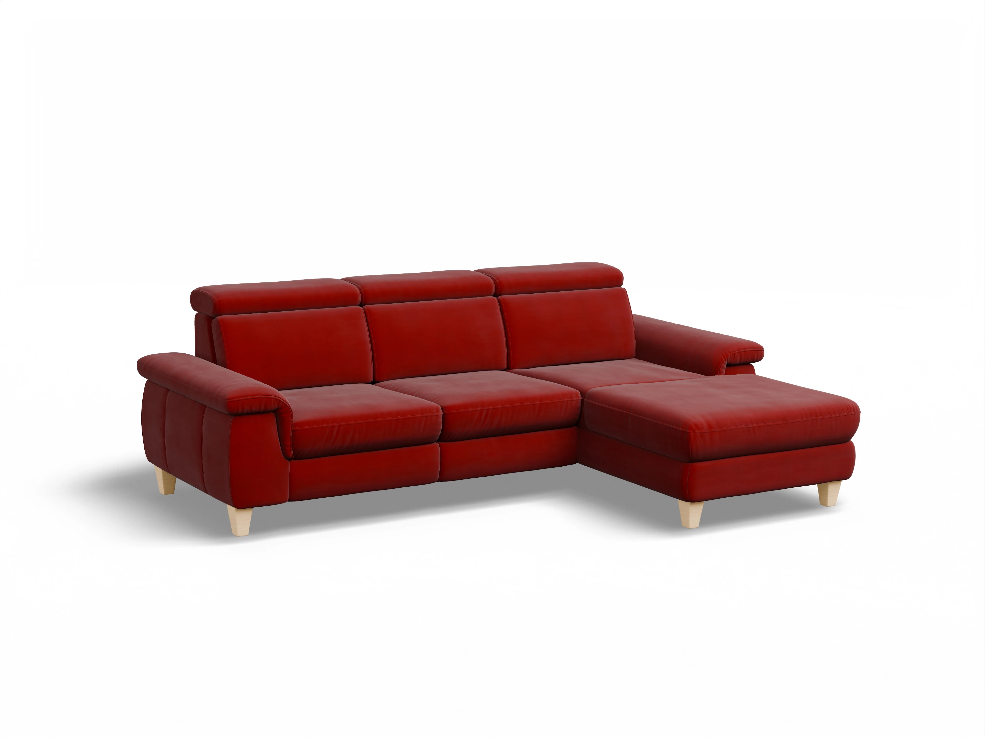 Ansicht des Produktes München Ecksofa rechts Abschluss offen in Stoff Rot