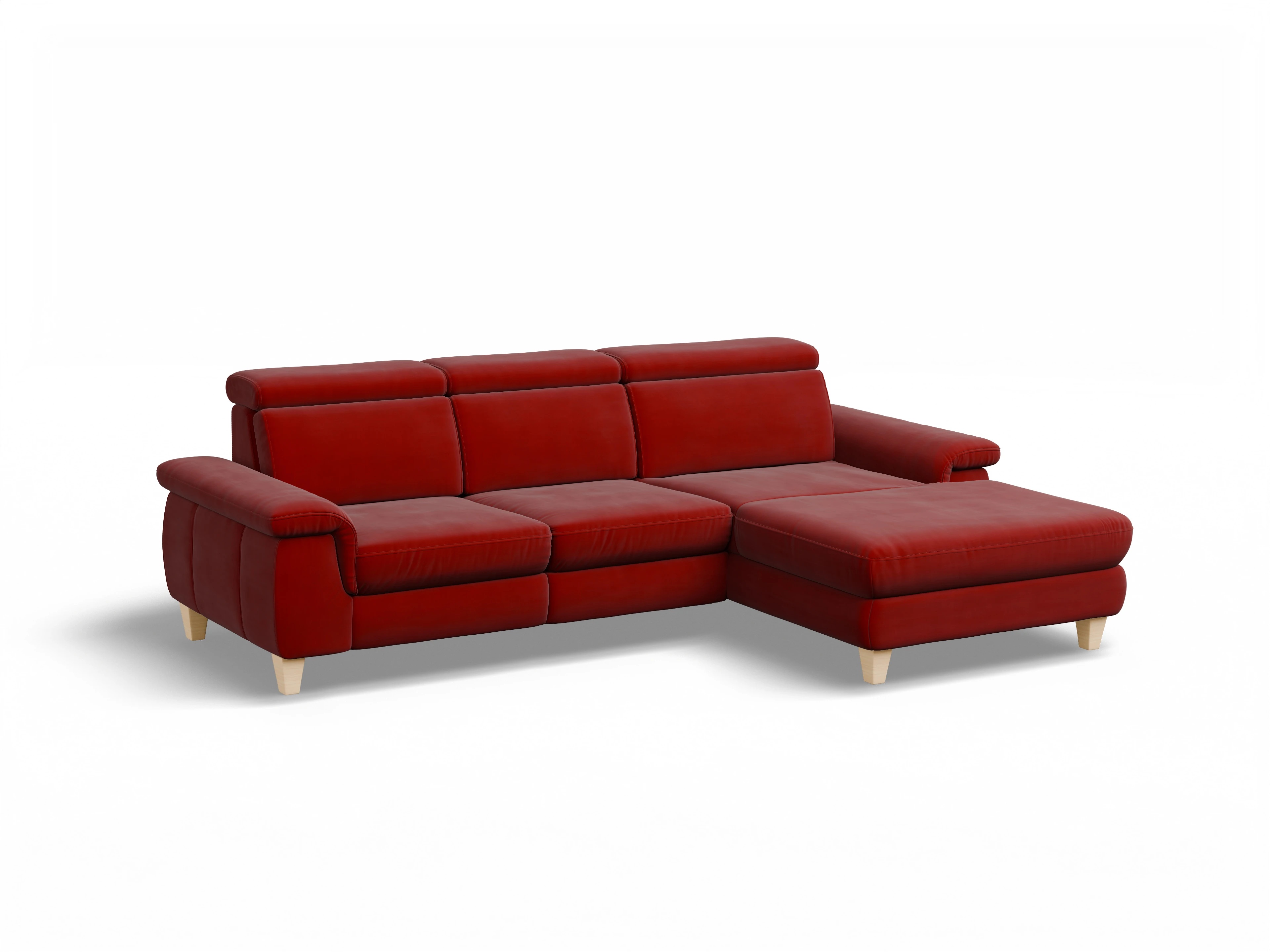 Ansicht des Produktes München Ecksofa rechts Abschluss offen in Stoff Rot