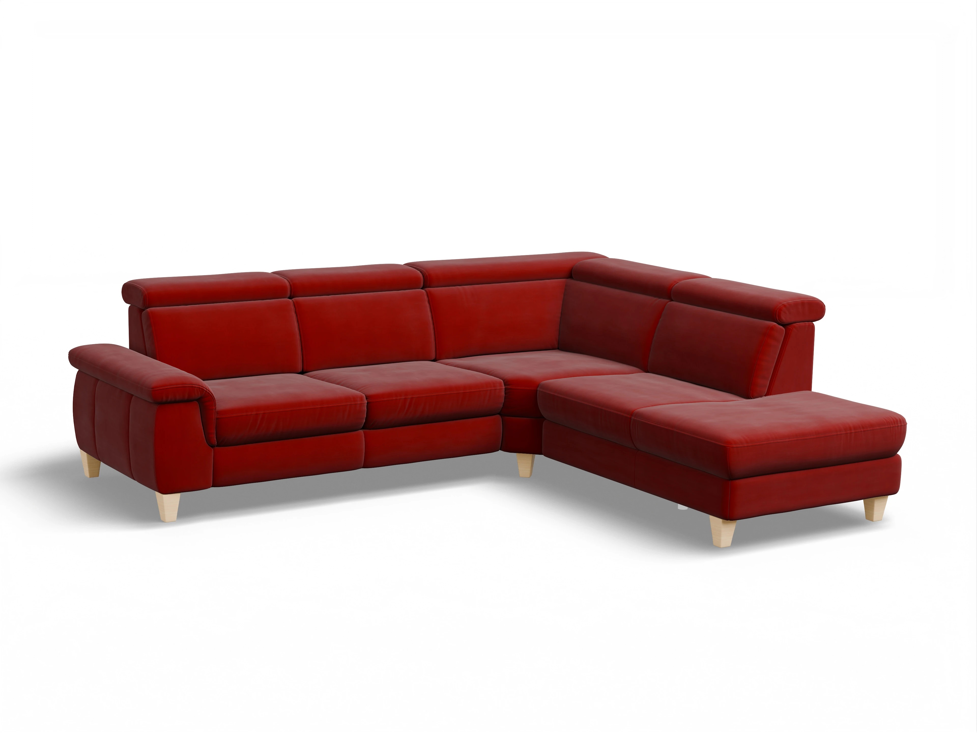Ansicht des Produktes München Ecksofa rechts Abschluss offen in Stoff Rot