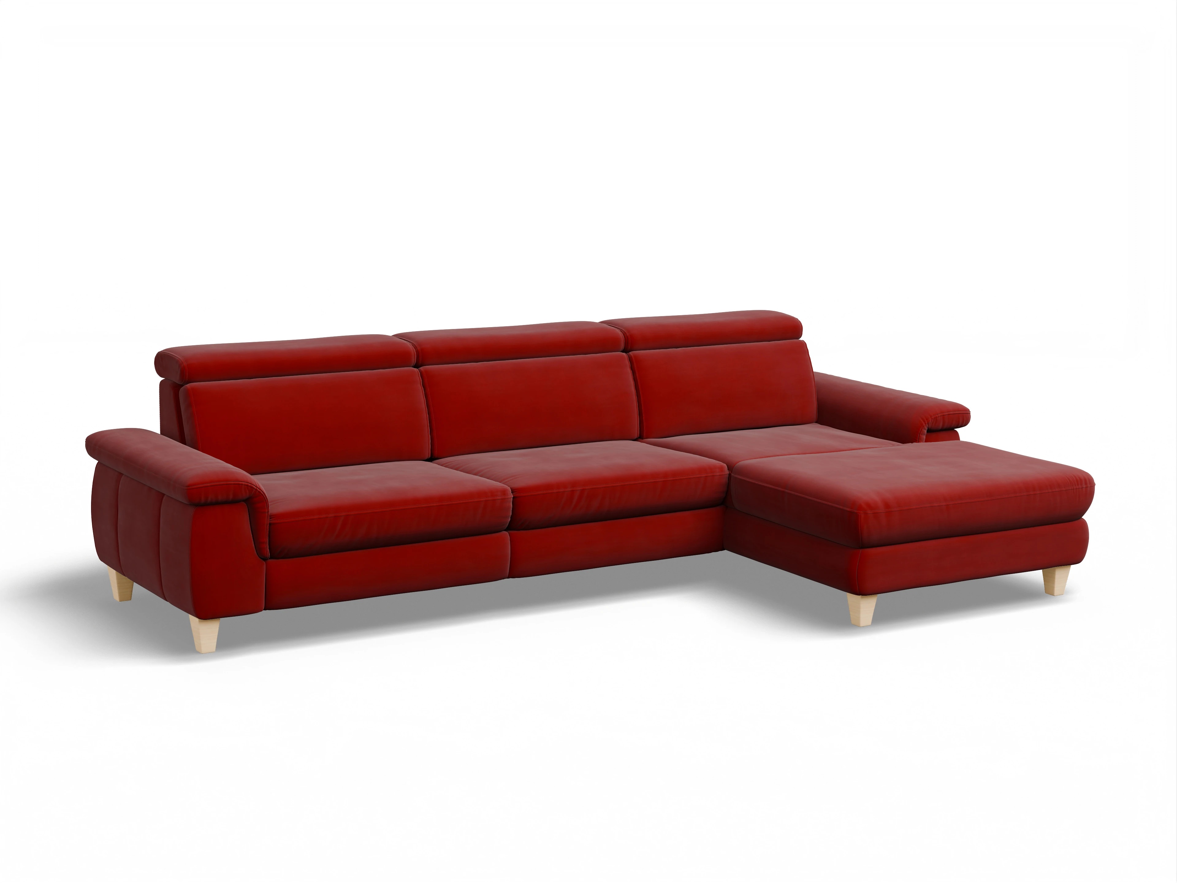 Ansicht des Produktes München Ecksofa rechts Abschluss offen in Stoff Rot