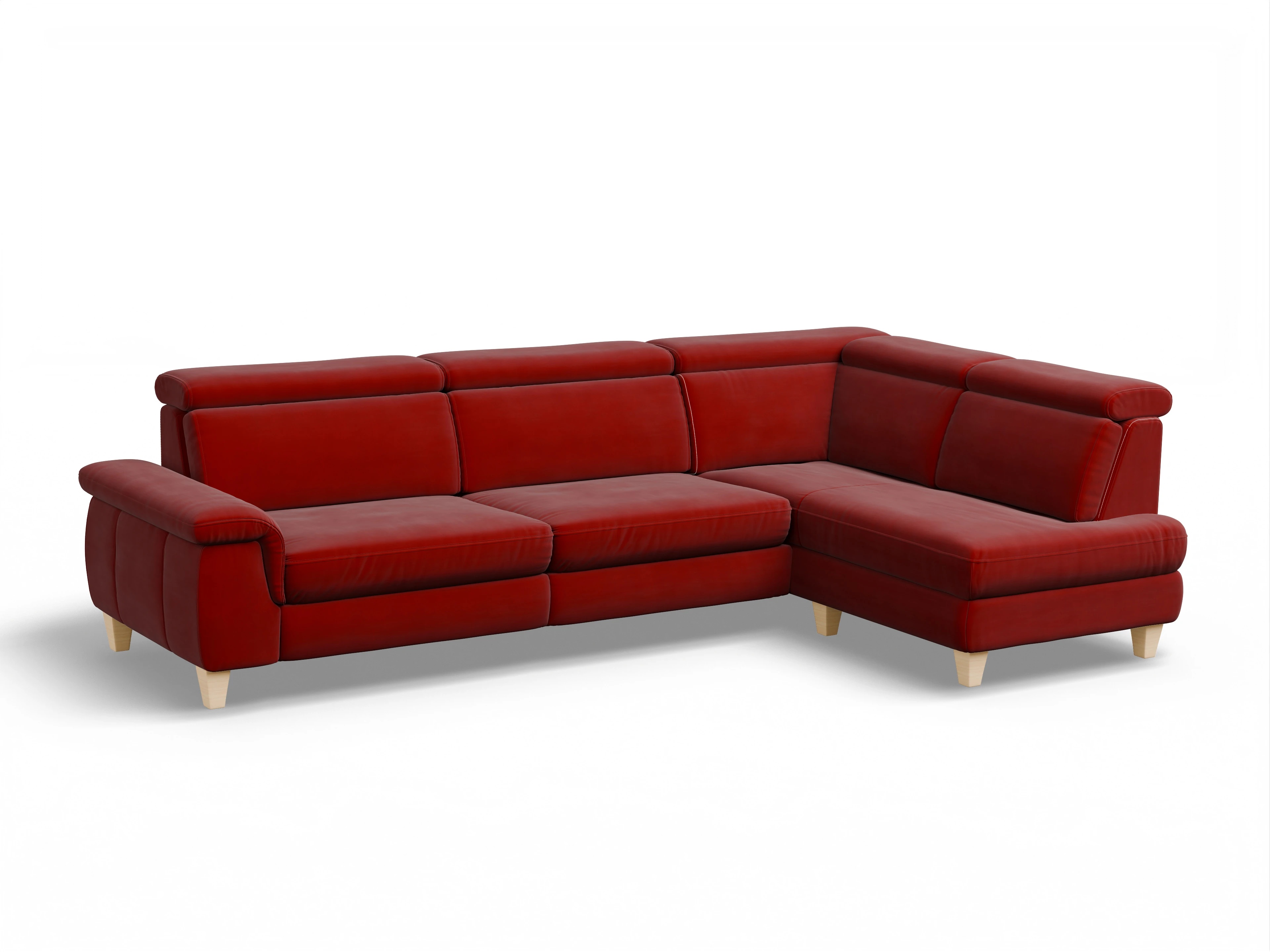 Ansicht des Produktes München Ecksofa rechts Abschluss offen in Stoff Rot