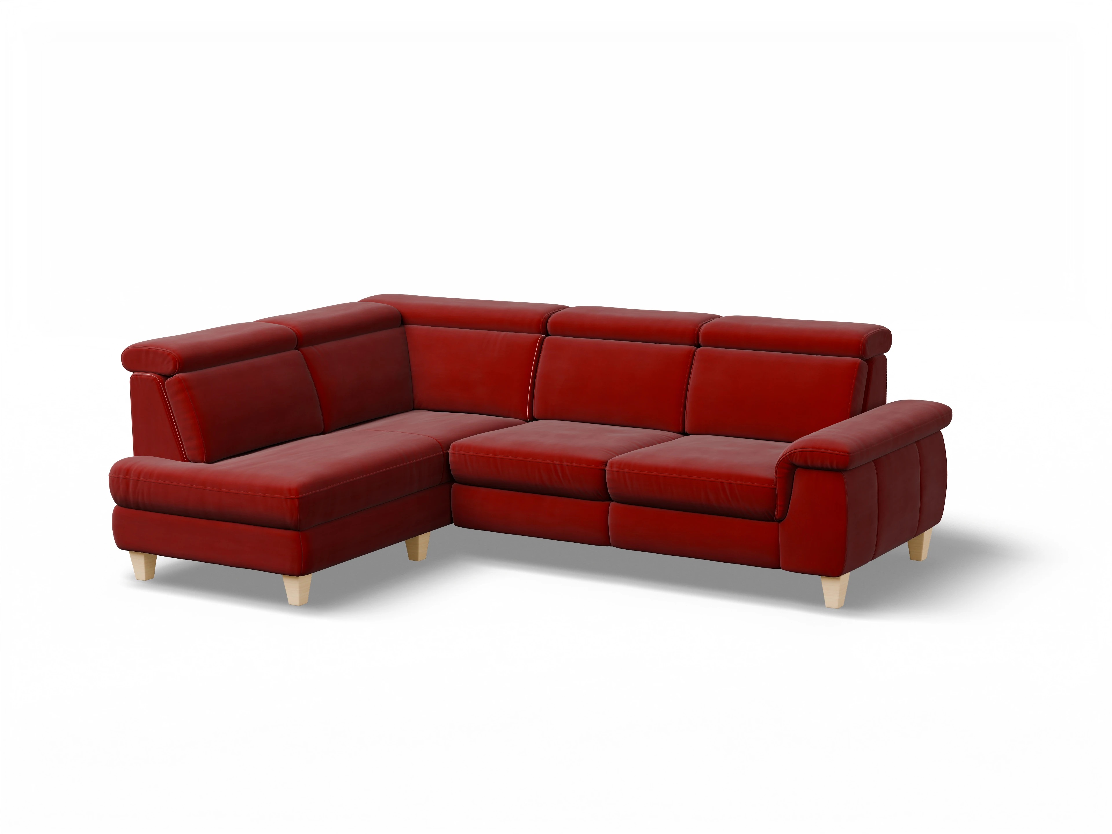 München KO Medium L Ansicht des Produktes München Ecksofa links Abschluss offen in Stoff Rot