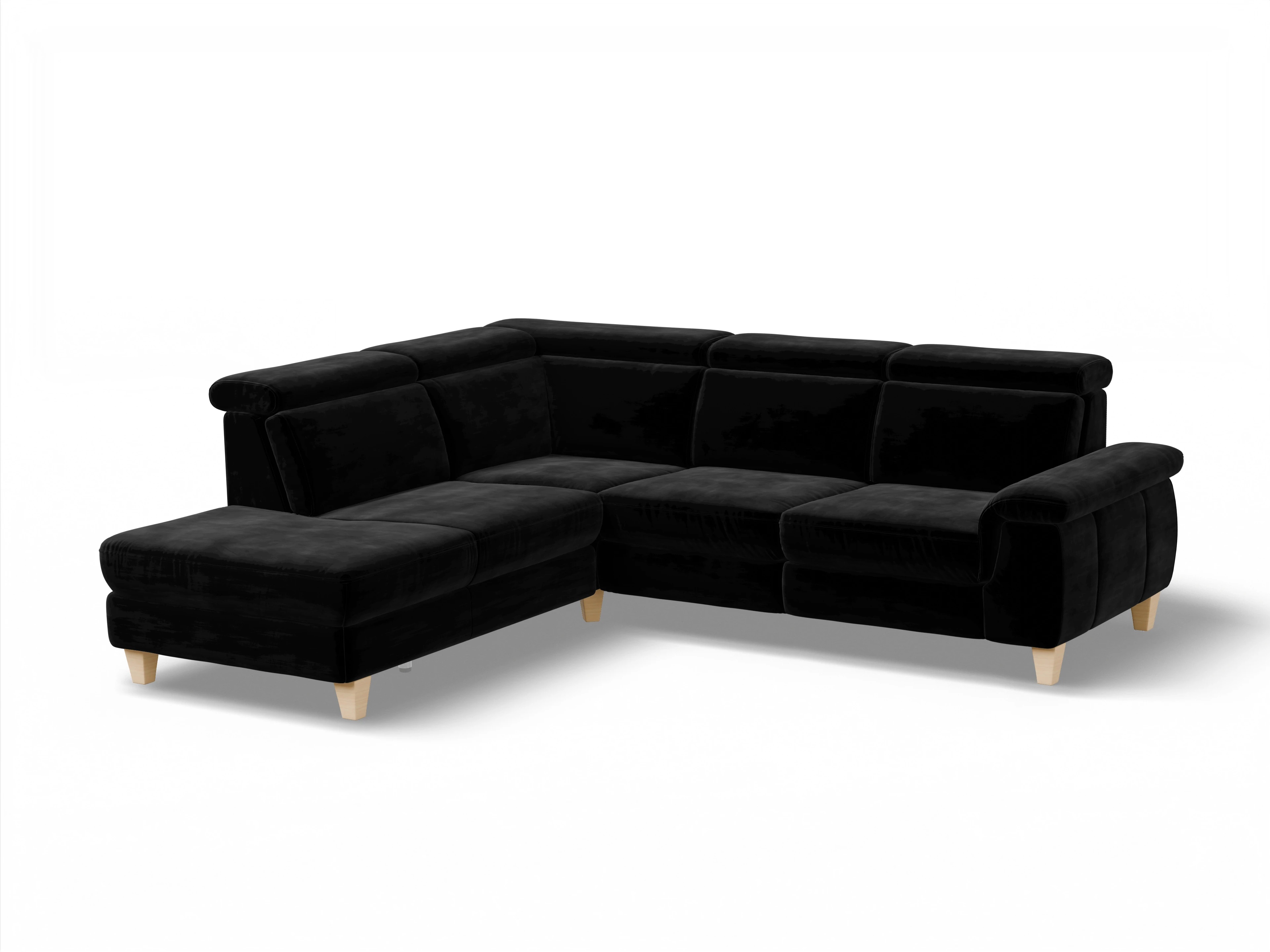München 1AH WEkl Medium L Ansicht des Produktes München Ecksofa links mit Armlehne in Stoff Schwarz