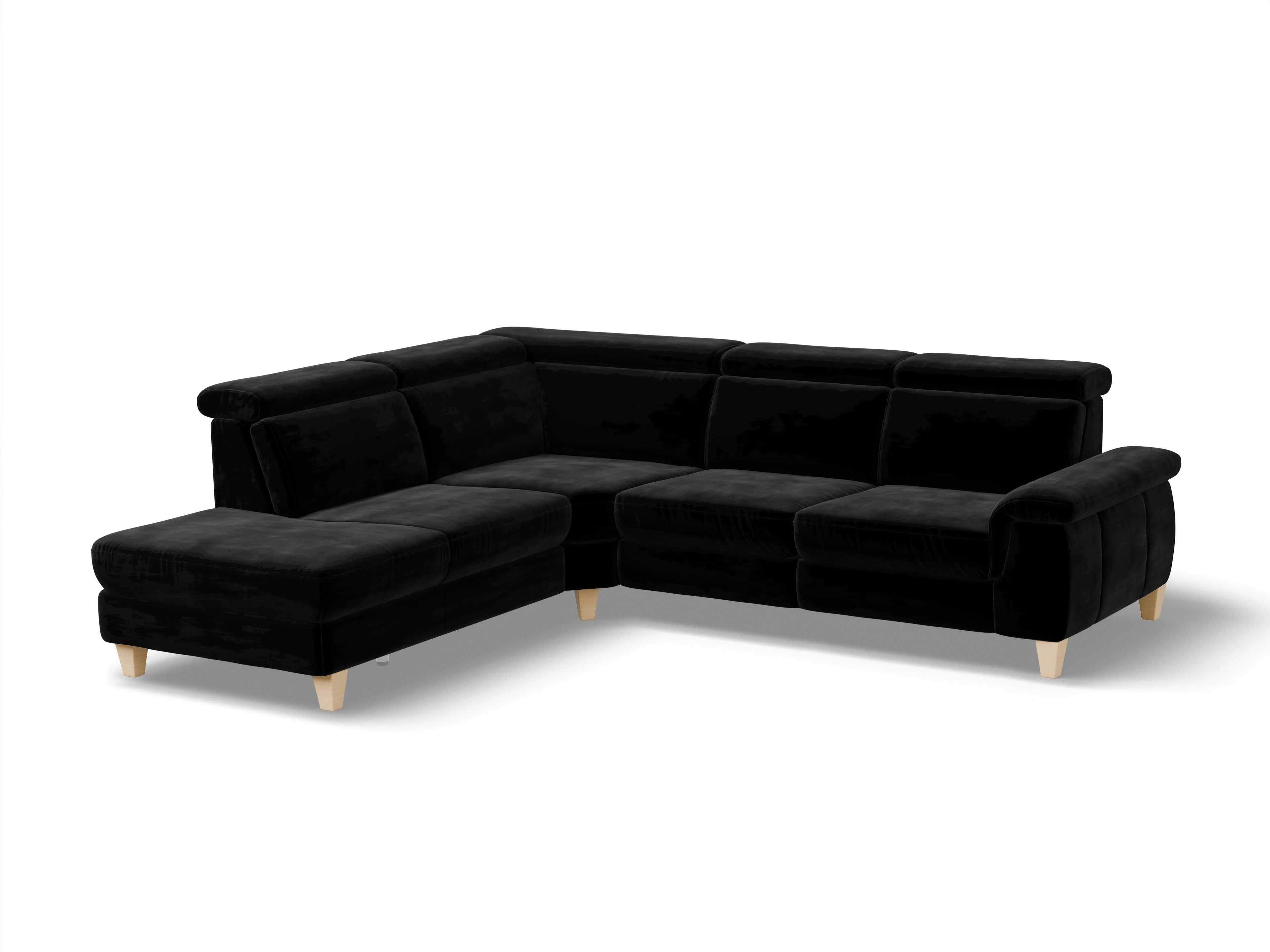 München 1Aho WE Small L Ansicht des Produktes München Ecksofa links Abschluss offen in Stoff Schwarz