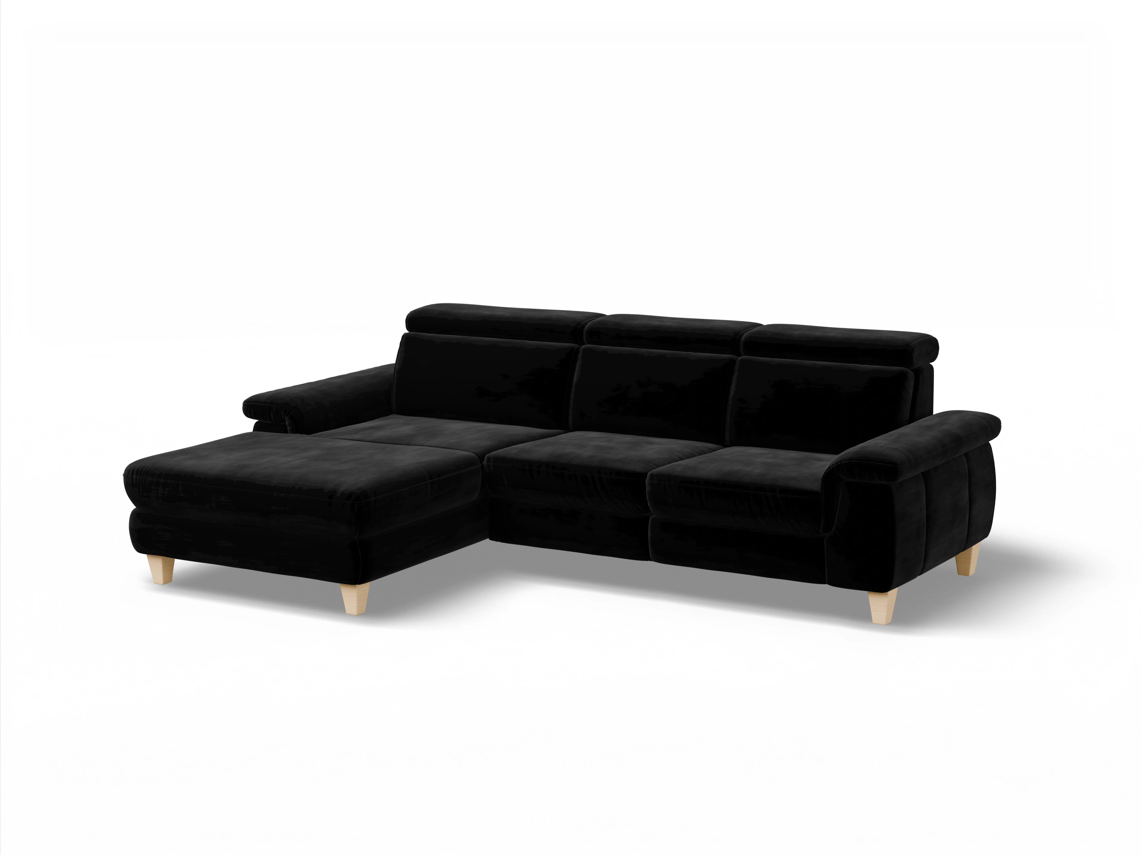 München LOgroß Medium L Ansicht des Produktes München Ecksofa links Abschluss offen in Stoff Schwarz