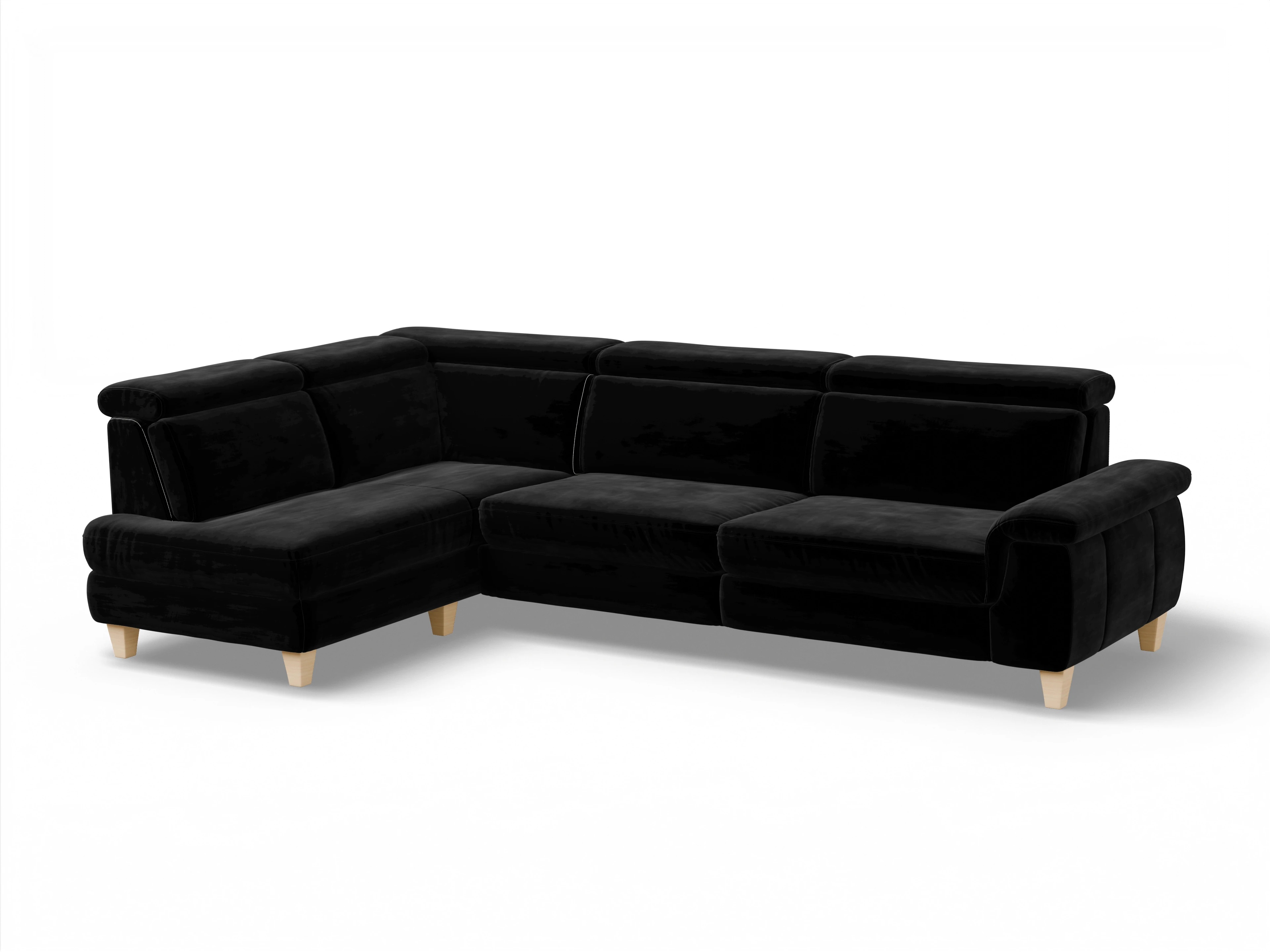 München KO Large L Ansicht des Produktes München Ecksofa links Abschluss offen in Stoff Schwarz