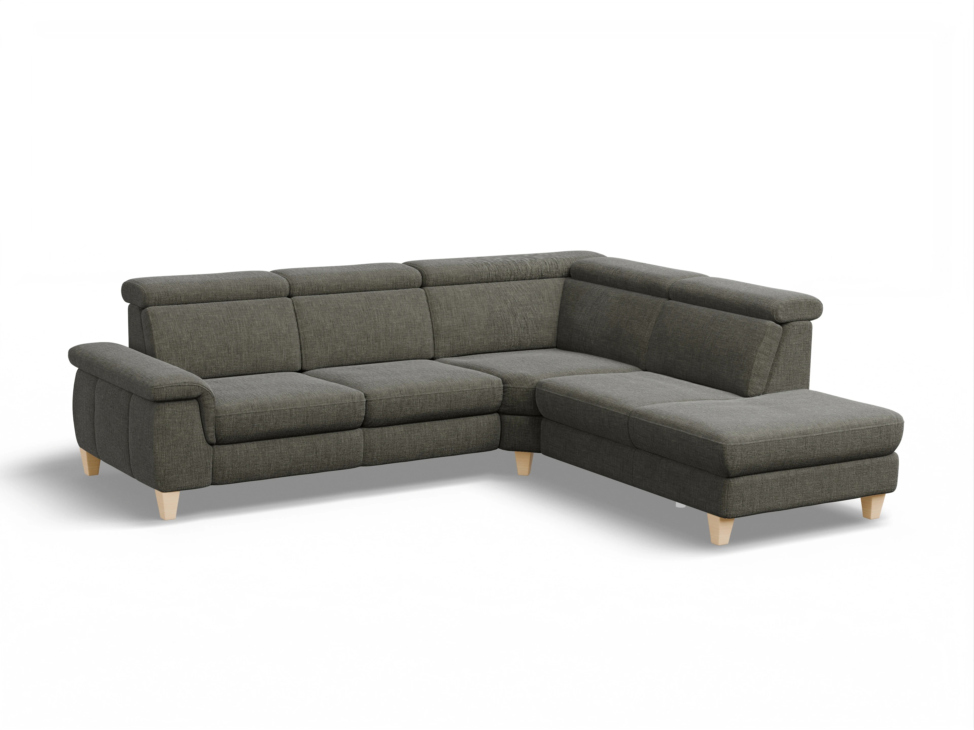 Ansicht des Produktes München Ecksofa rechts Abschluss offen in Stoff Braun