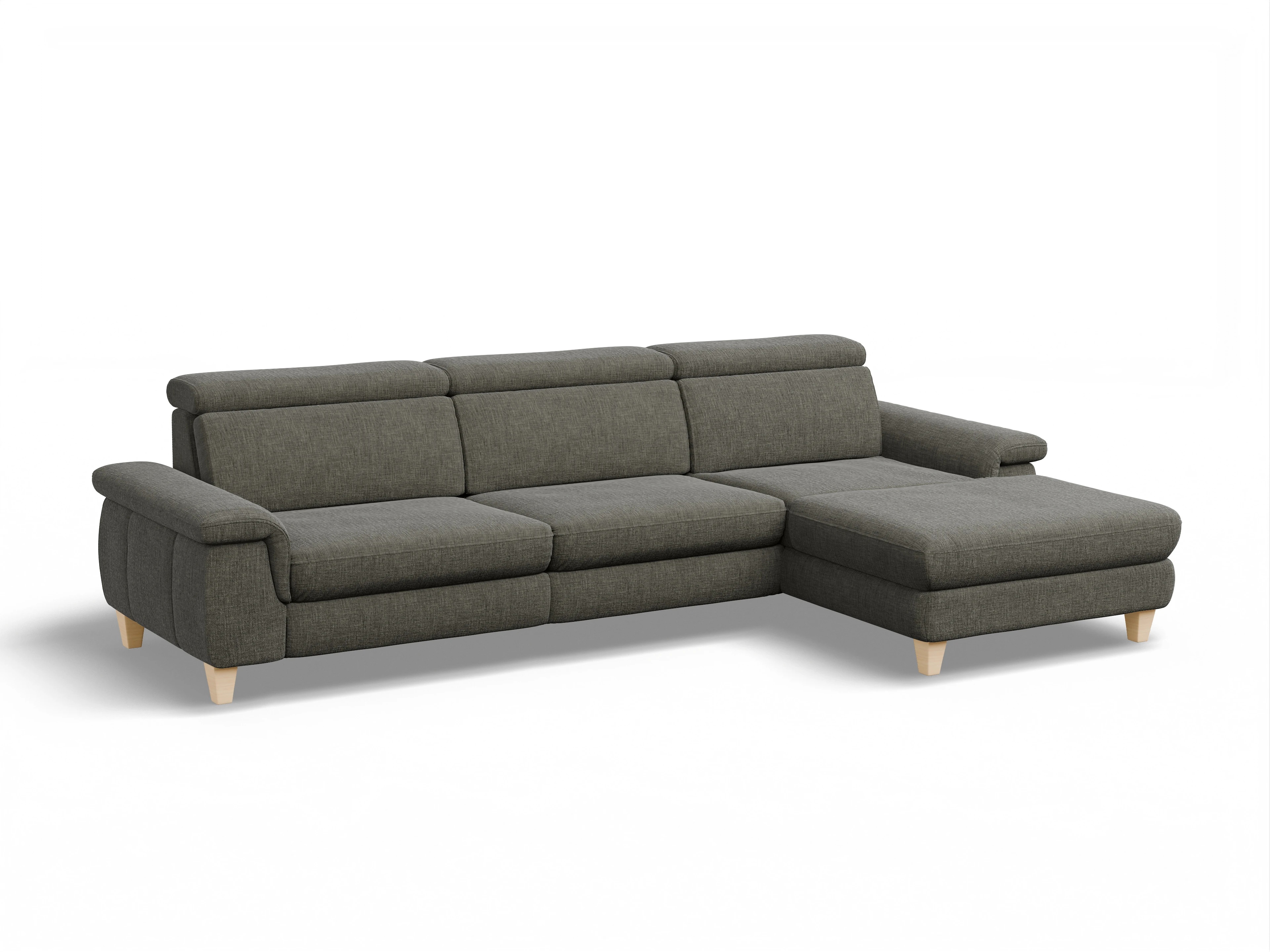 Ansicht des Produktes München Ecksofa rechts Abschluss offen in Stoff Braun