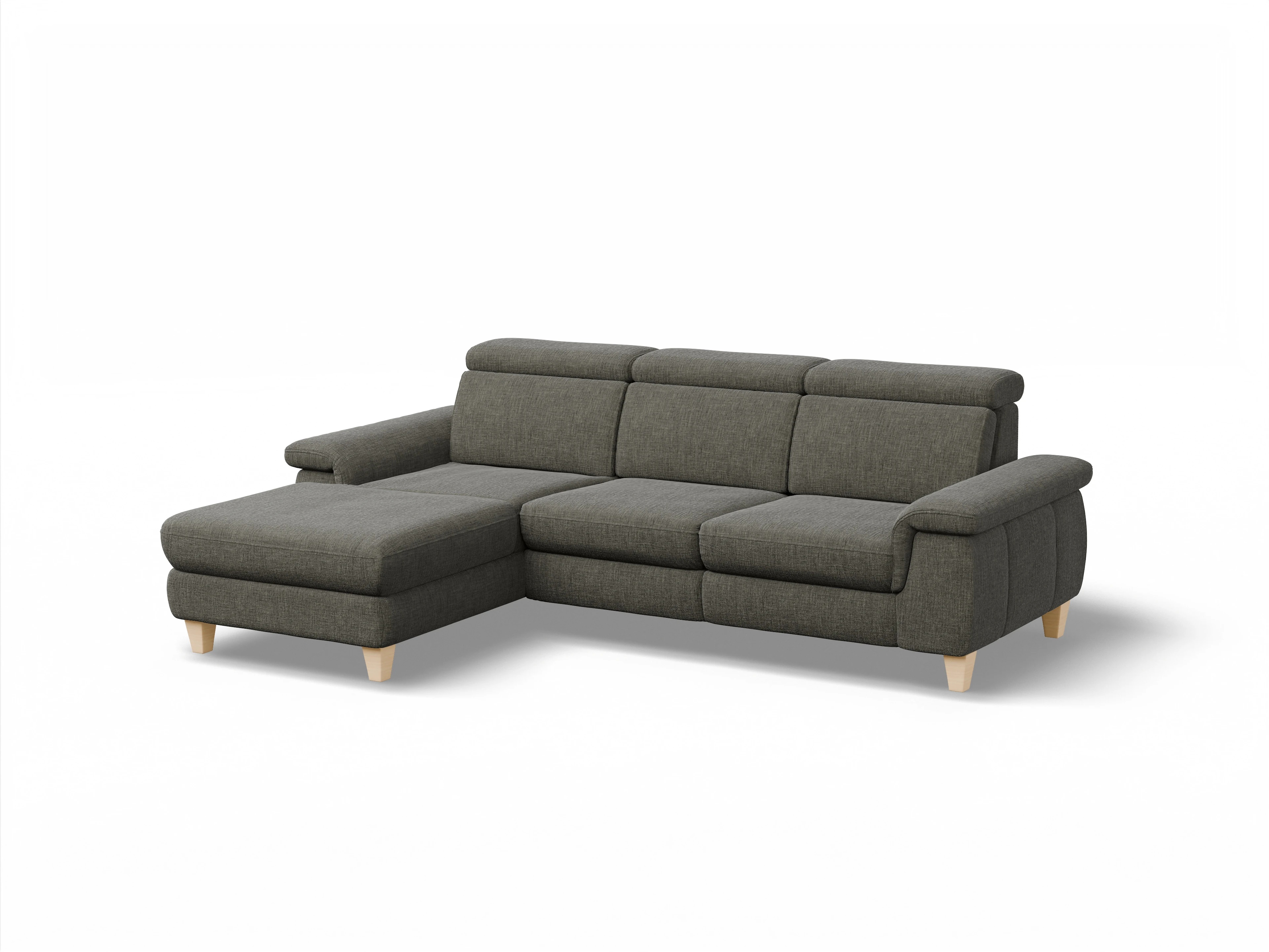 München LO Medium L Ansicht des Produktes München Ecksofa links Abschluss offen in Stoff Braun