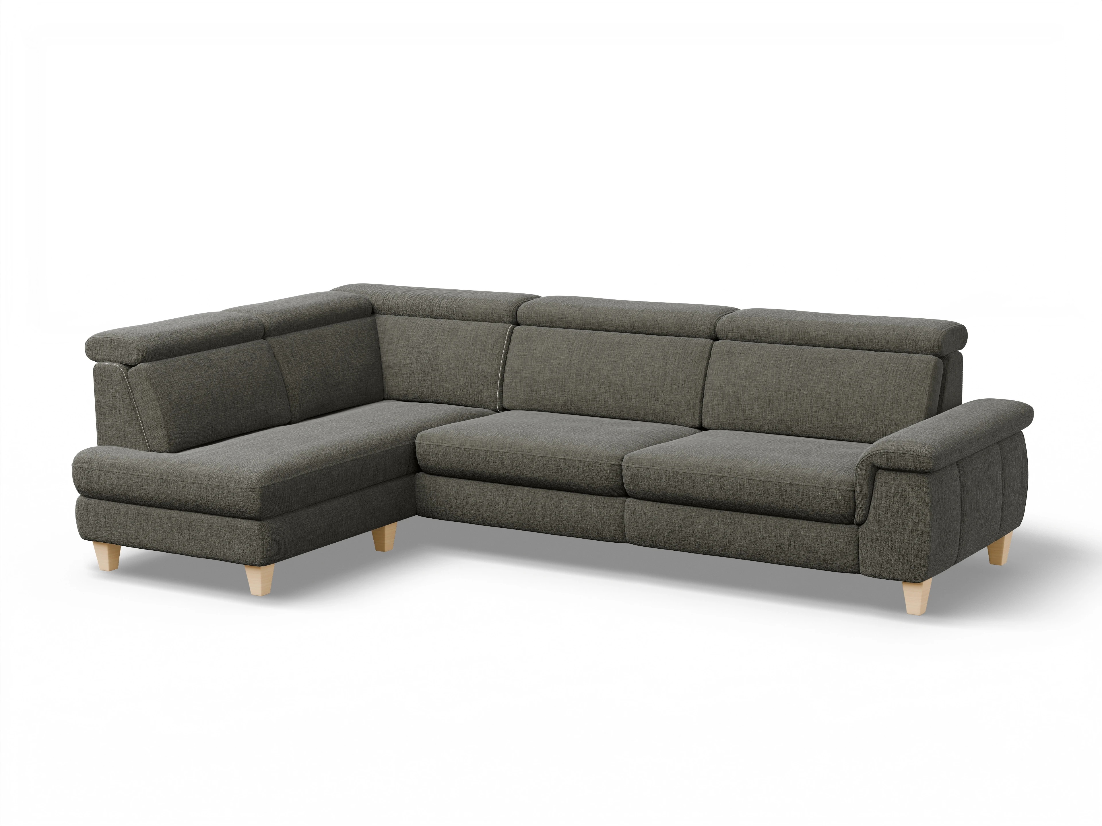 Ansicht des Produktes München Ecksofa links Abschluss offen in Stoff Braun
