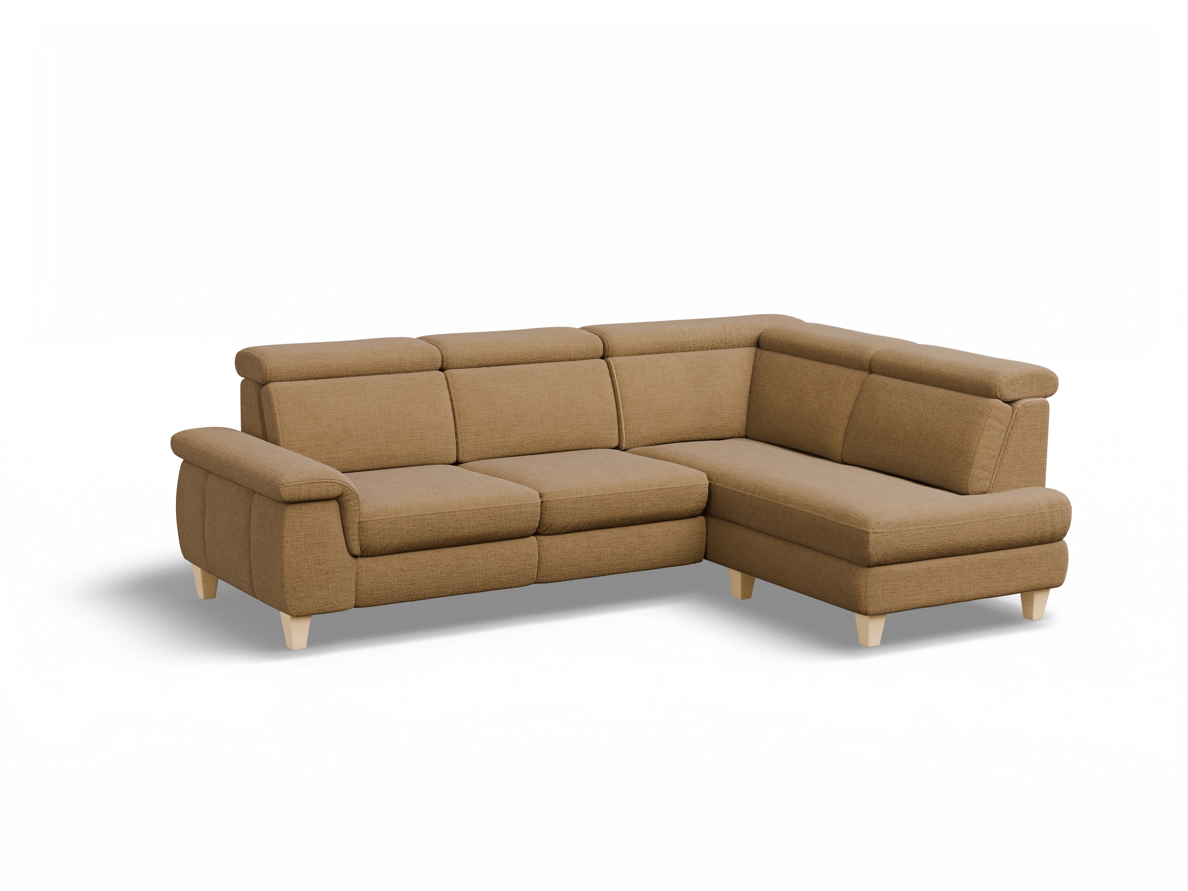 München KO Medium R Ansicht des Produktes München Ecksofa rechts Abschluss offen in Stoff Orange