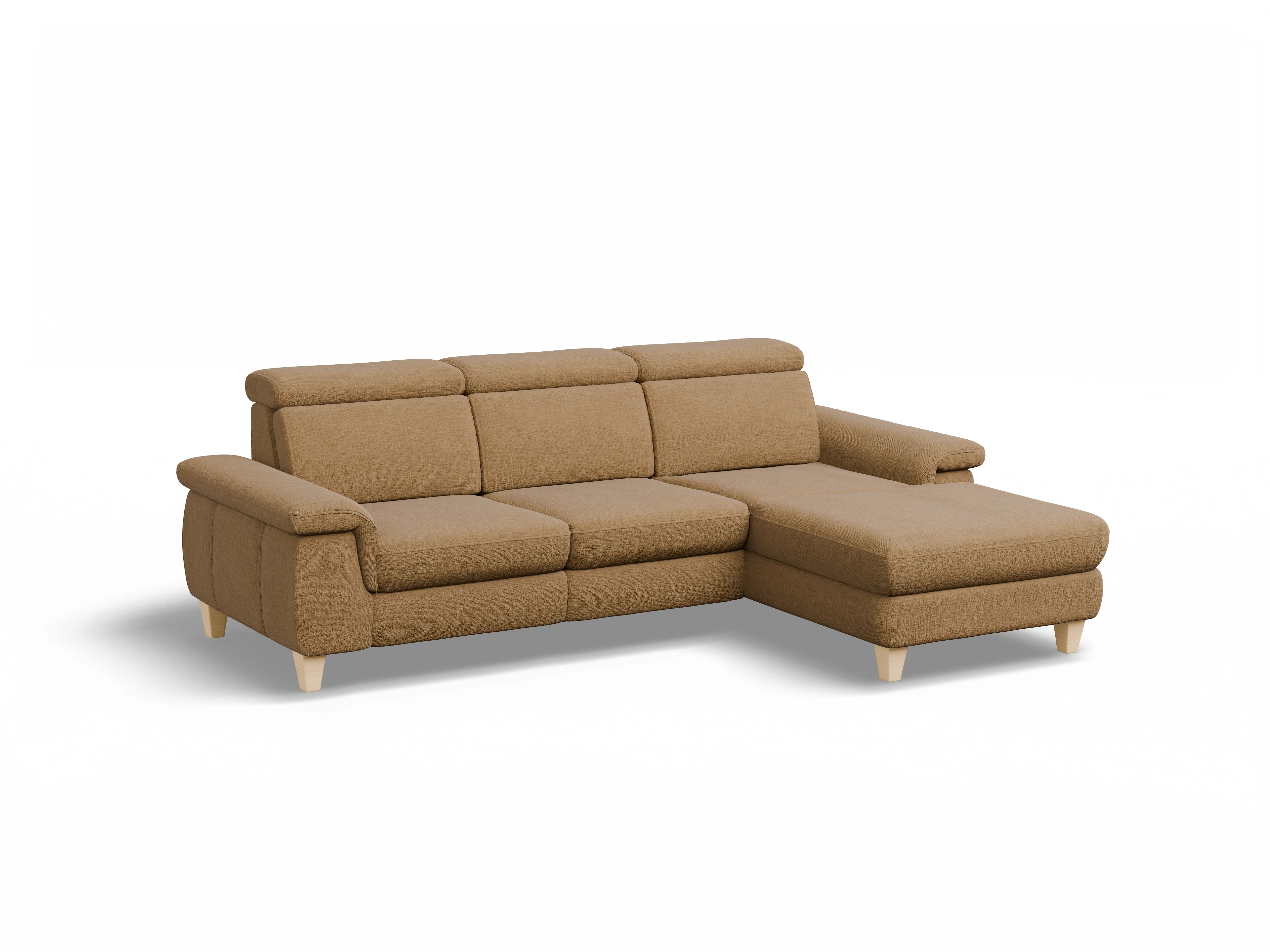 Ansicht des Produktes München Ecksofa rechts Abschluss offen in Stoff Orange