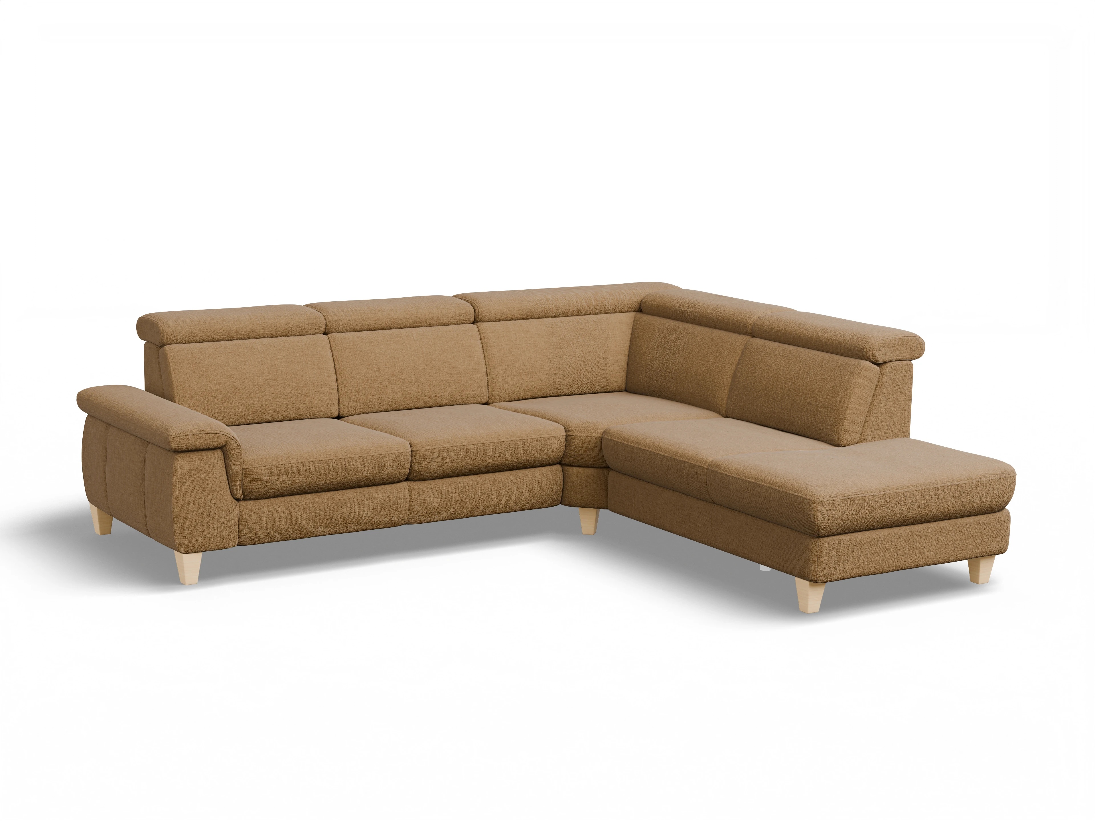 Ansicht des Produktes München Ecksofa rechts Abschluss offen in Stoff Orange