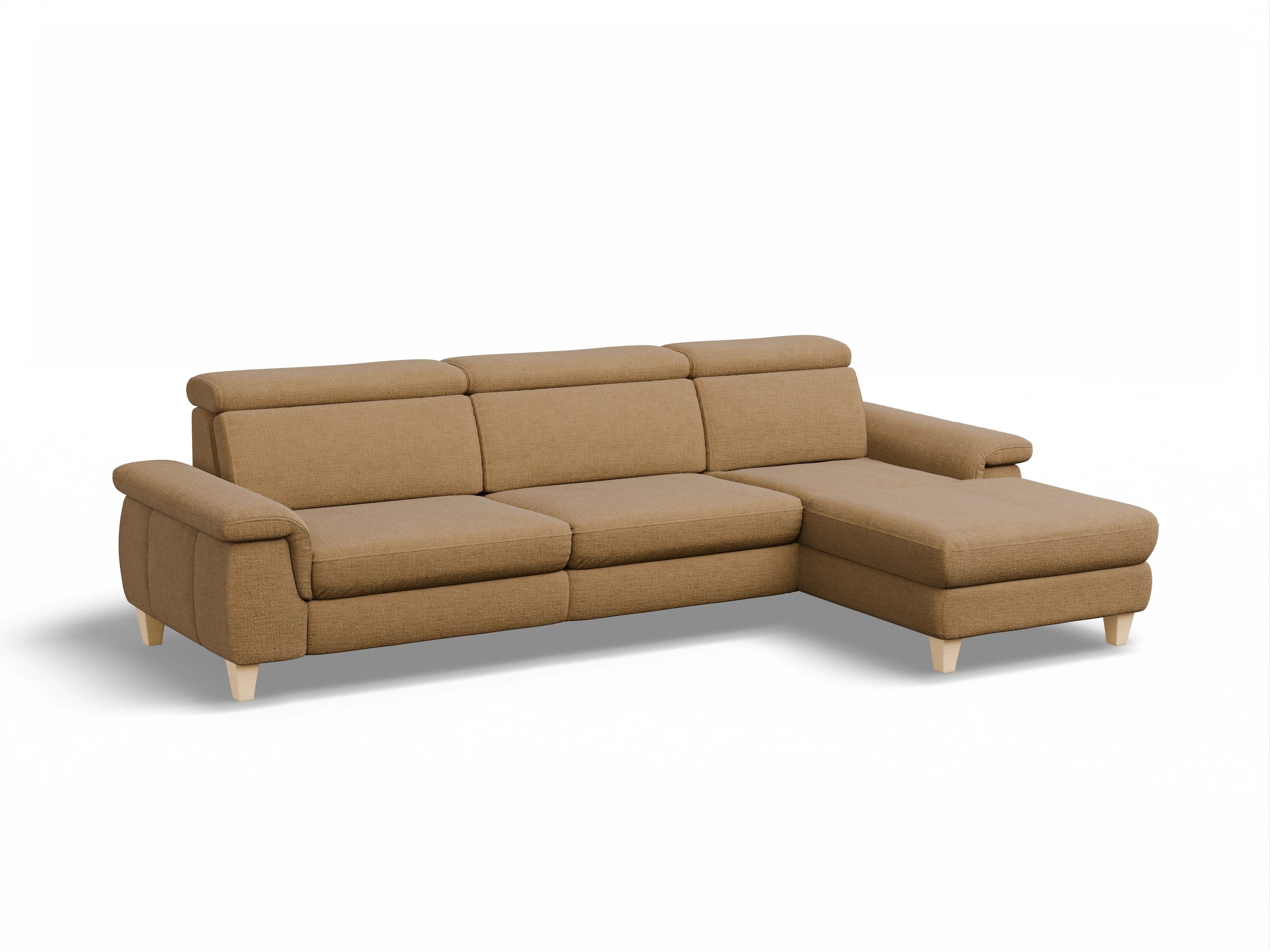 Ansicht des Produktes München Ecksofa rechts Abschluss offen in Stoff Orange