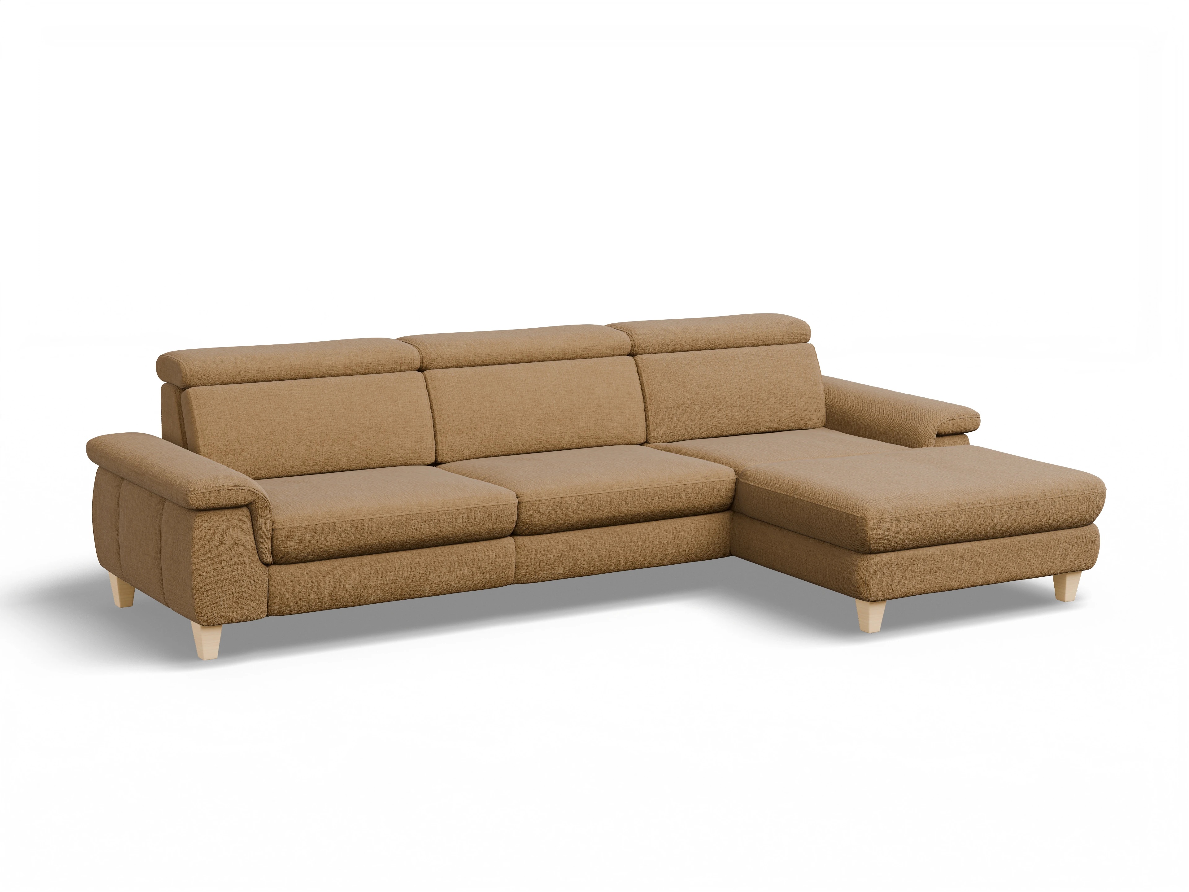 Ansicht des Produktes München Ecksofa rechts Abschluss offen in Stoff Orange